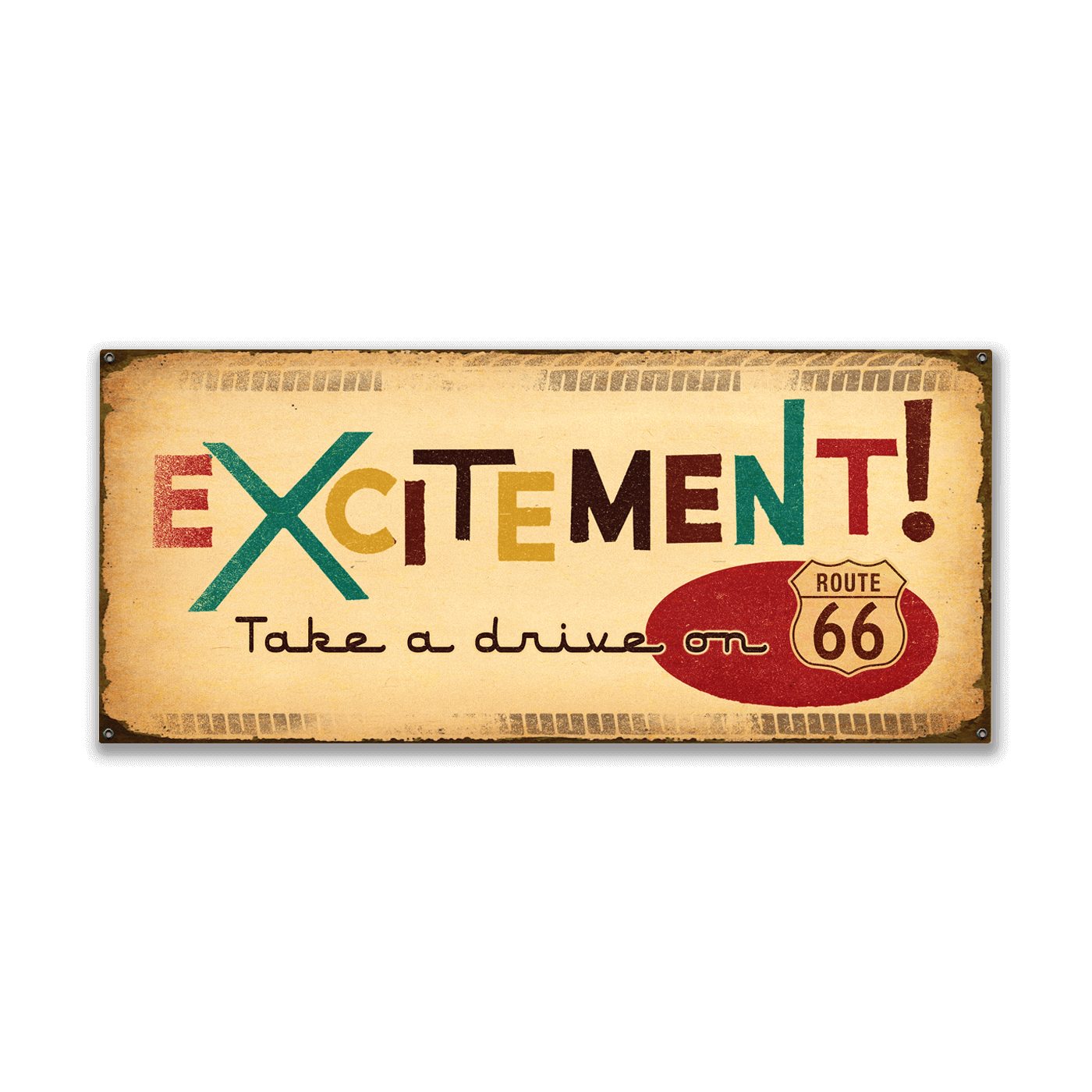 Excitement on Route 66 - Wood & Metal Wall Art
