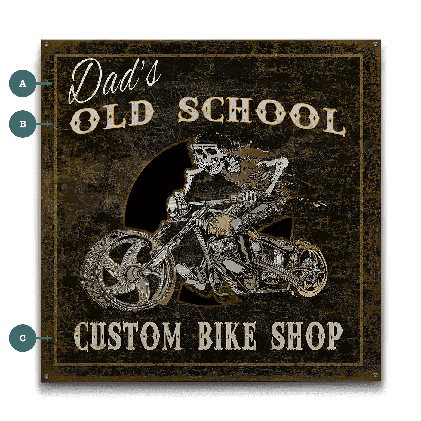 Old School Custom Bike Shop - Wood & Metal Wall Art