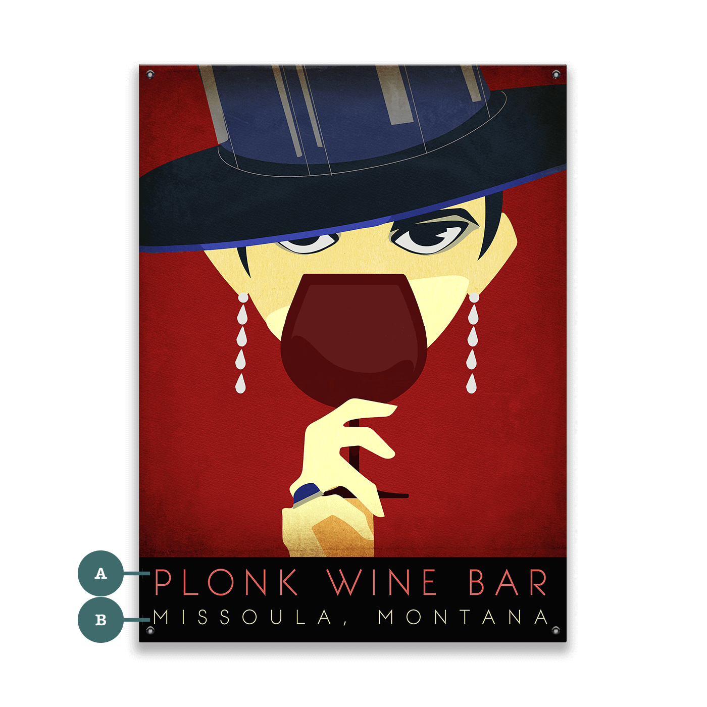 Mystery at the Plonk Wine Bar - Wood & Metal Wall Art
