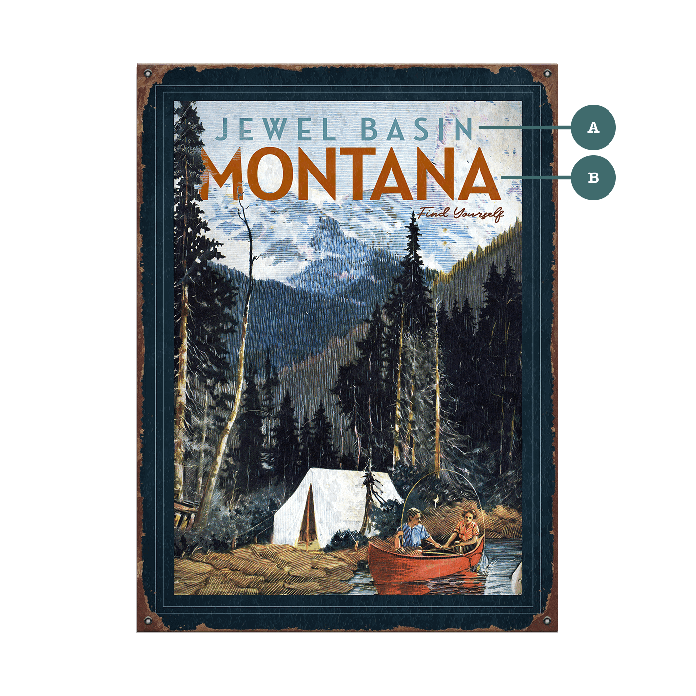 Find Yourself Canoe Camping - Wood & Metal Wall Art