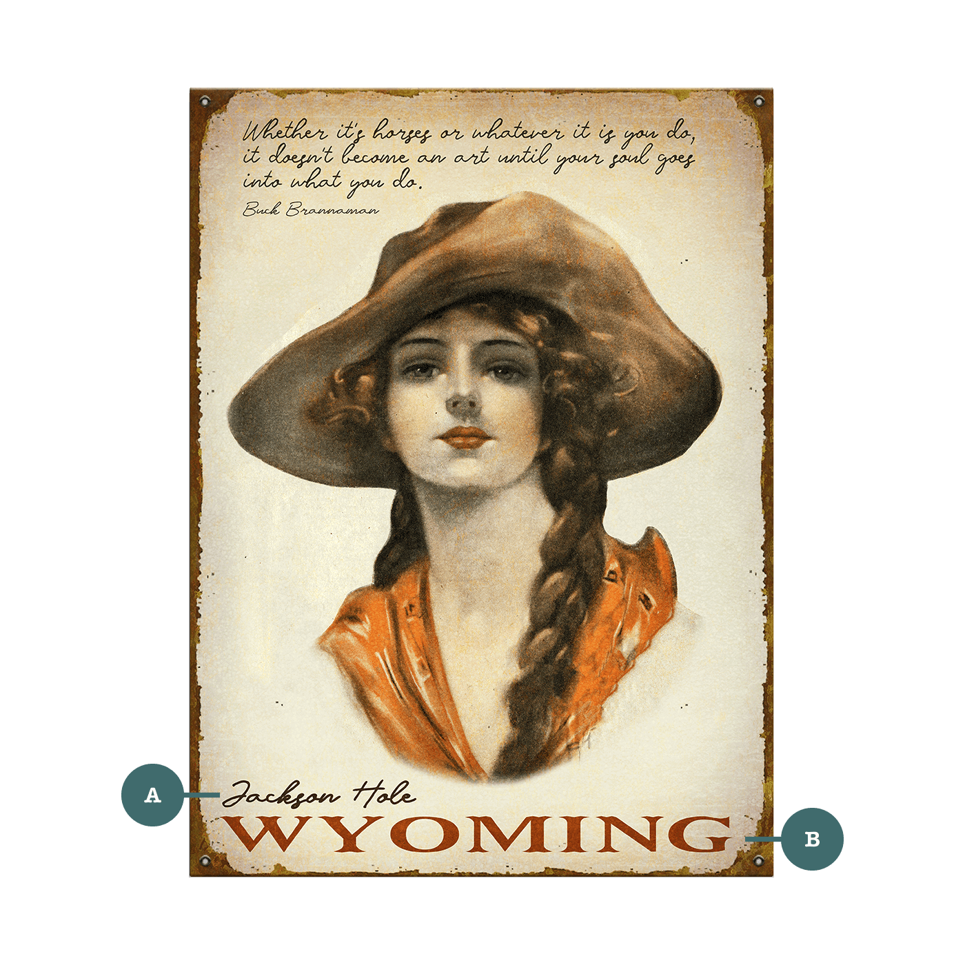 Old Fashioned Cowgirl - Wood & Metal Wall Art