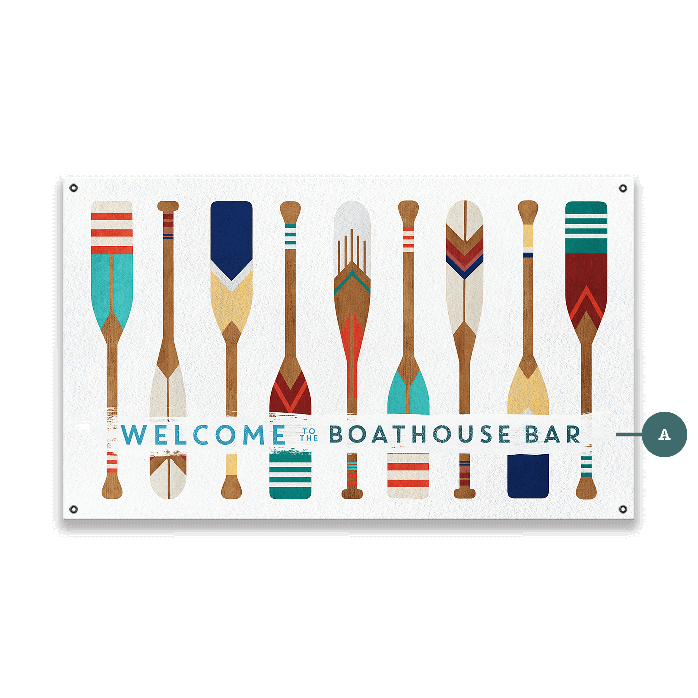 Oar Pattern Welcome Sign - Wood & Metal Wall Art