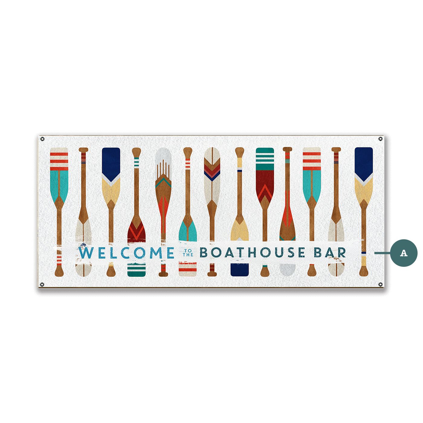 Oar Pattern Welcome Sign - Wood & Metal Wall Art