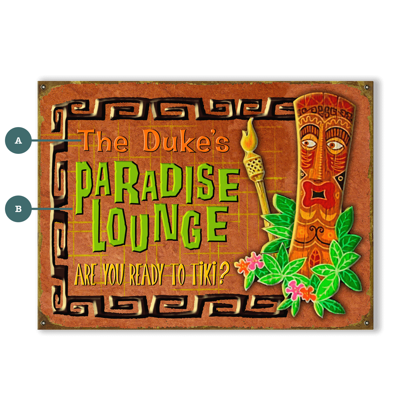Paradise Lounge Tiki: Personalized - Wood & Metal Wall Art
