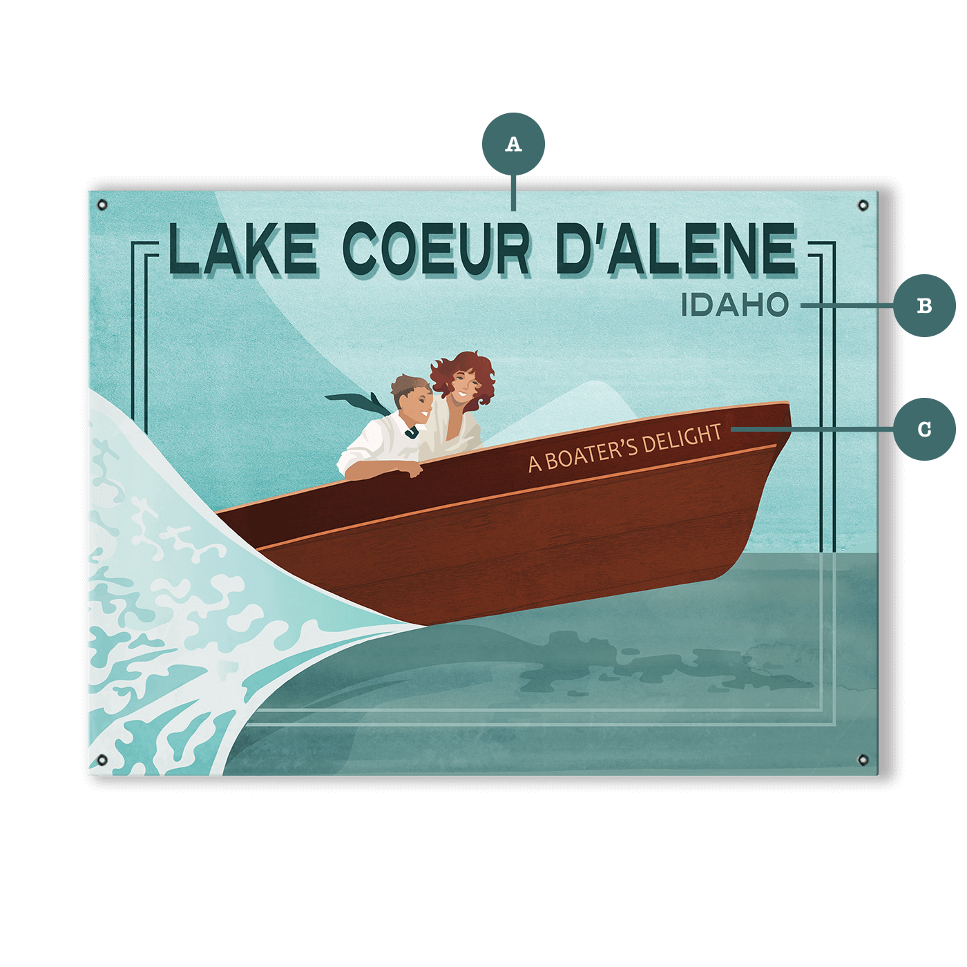 Couple's Boat Ride Bliss - Wood & Metal Wall Art