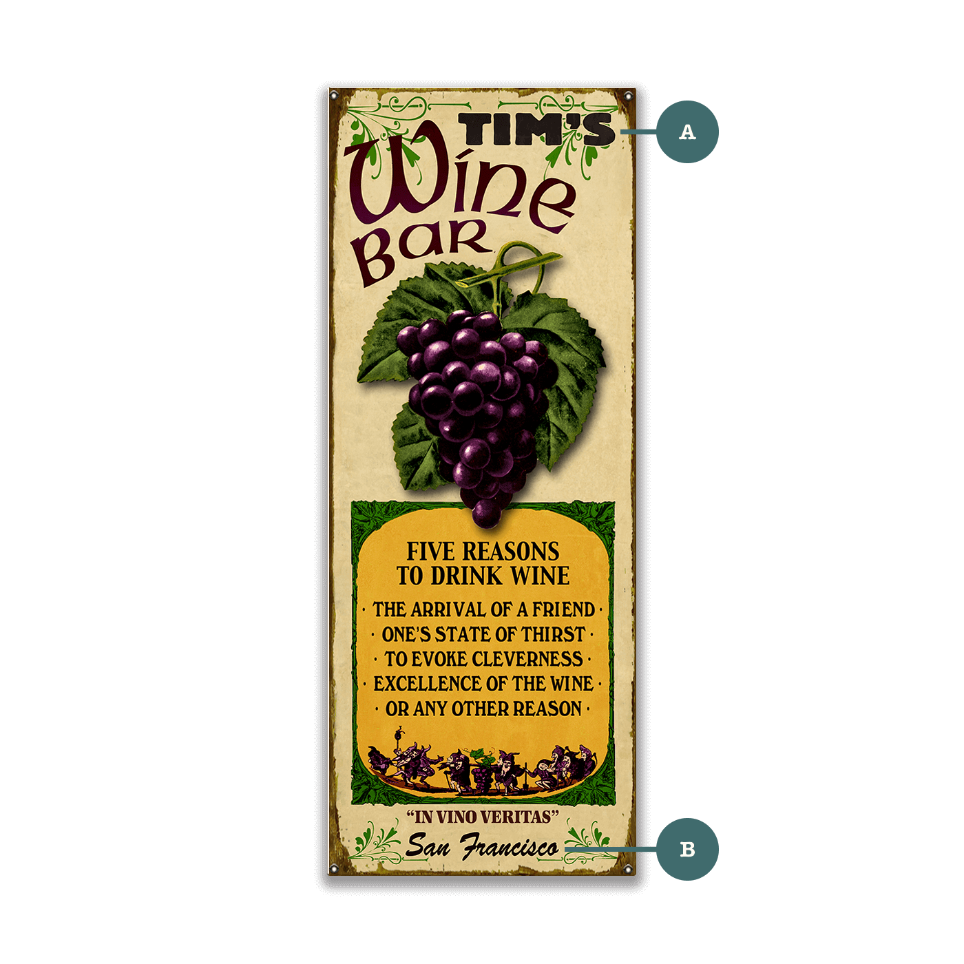 Wine Bar: Personalized - Wood & Metal Wall Art
