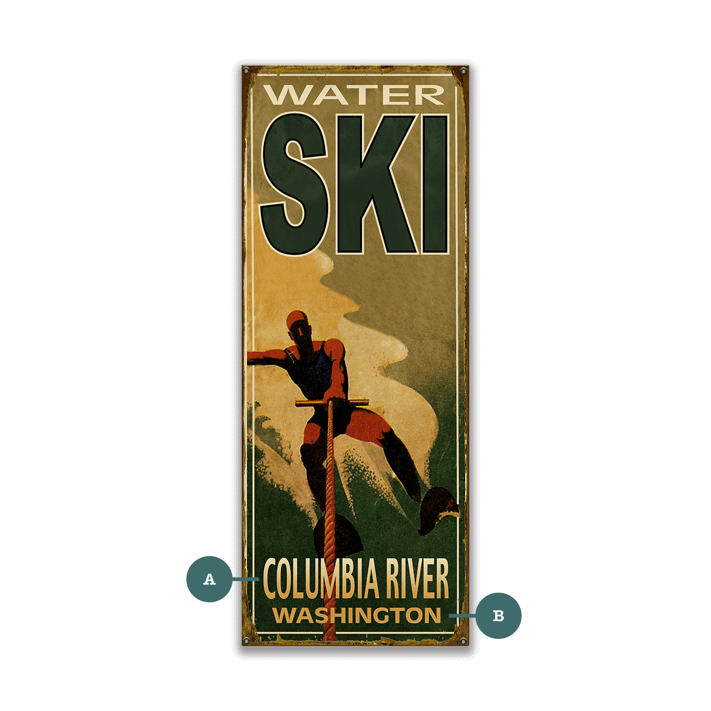 Water Skier Silhouette - Wood & Metal Wall Art