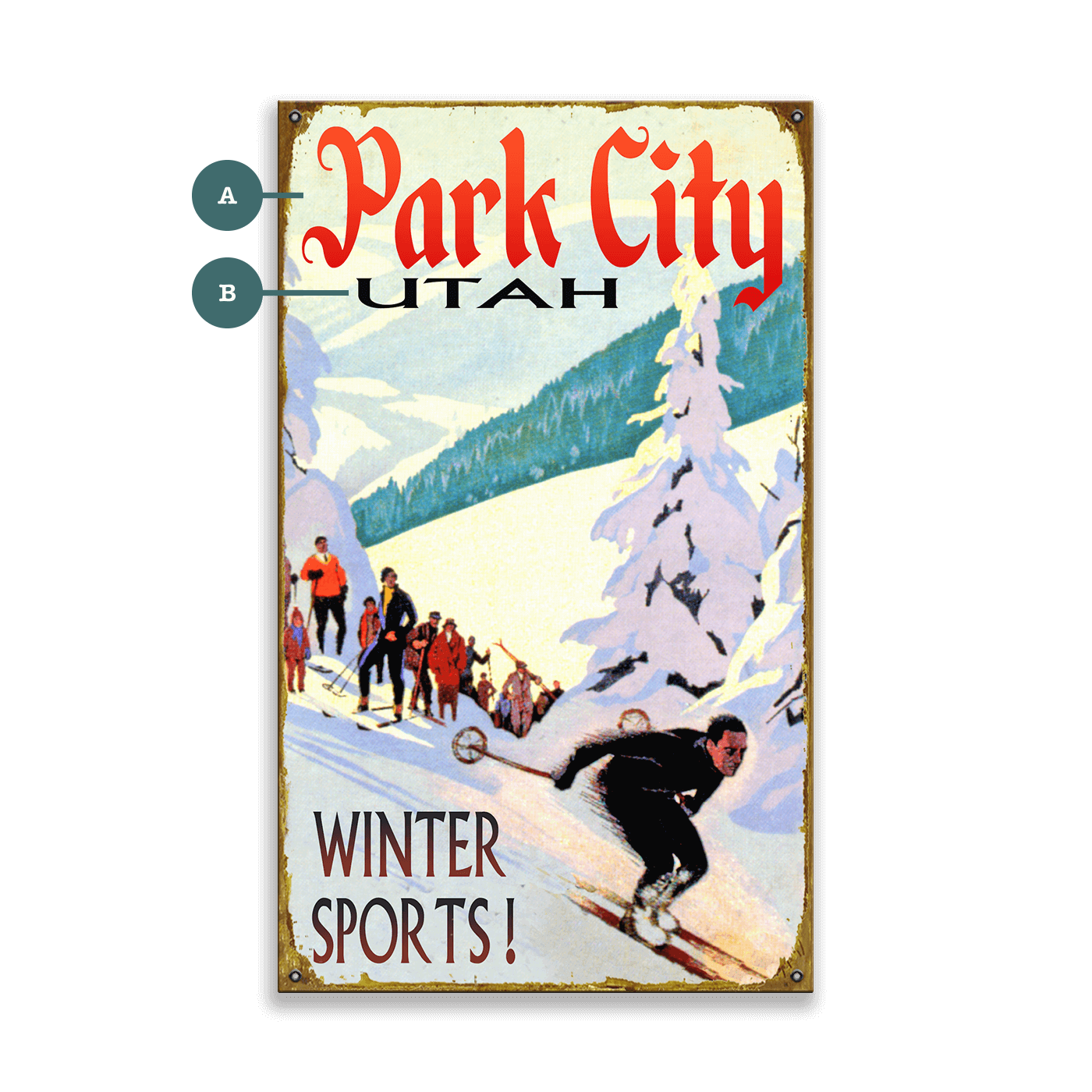 Park City Winter Sports - Wood & Metal Wall Art