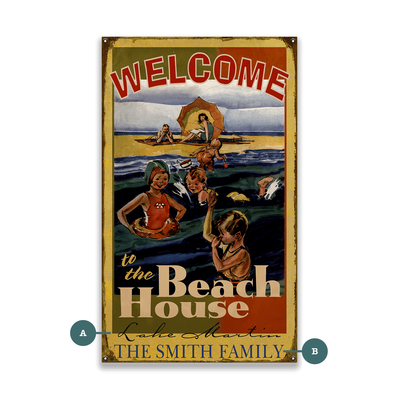 Family Beach House - Wood & Metal Wall Art