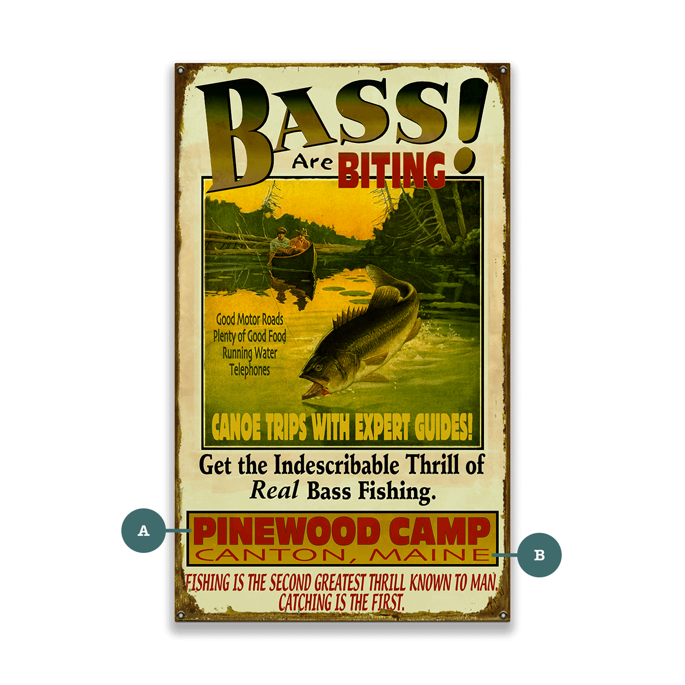 The Bass are Biting! - Wood & Metal Wall Art