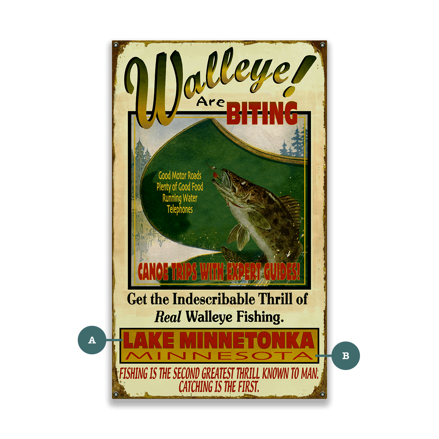 The Walleye are Biting! - Wood & Metal Wall Art