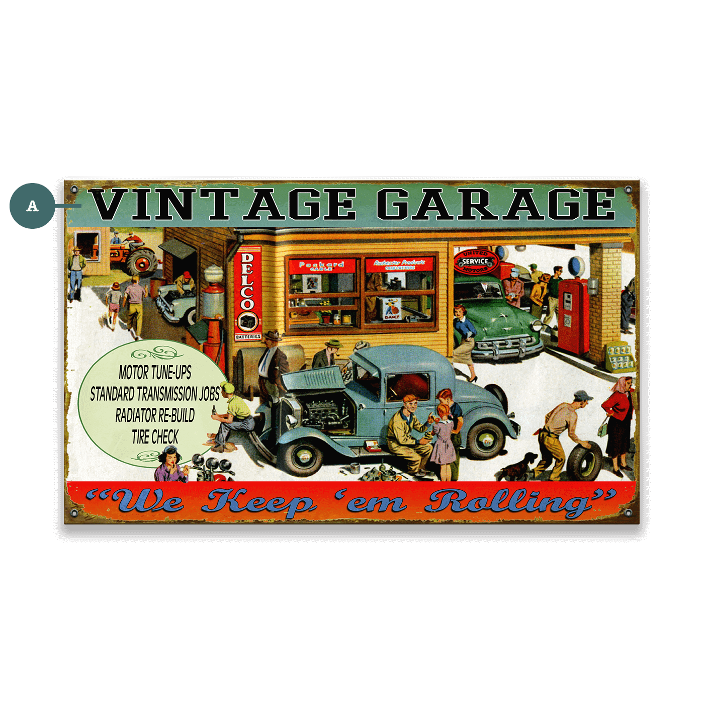 Vintage Garage - Wood & Metal Wall Art