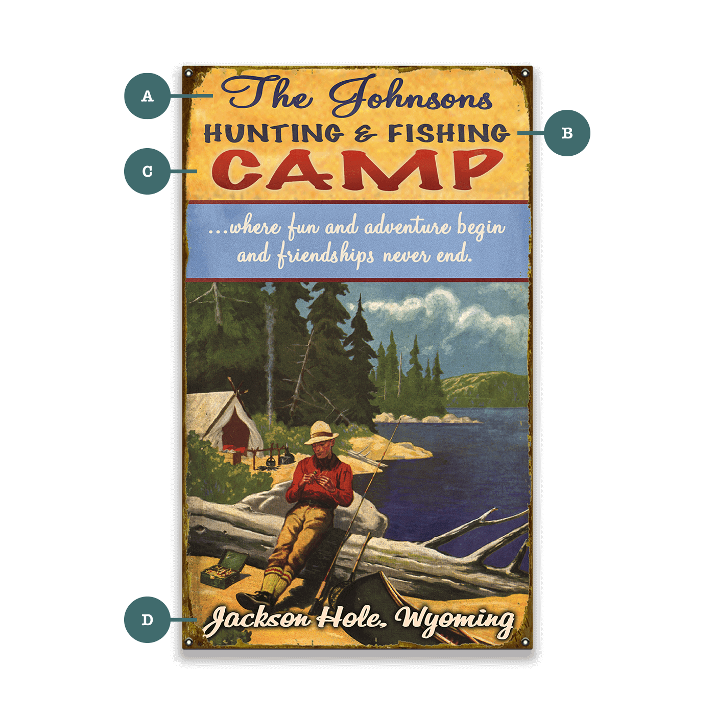 Hunting and Fishing Camp - Wood & Metal Wall Art