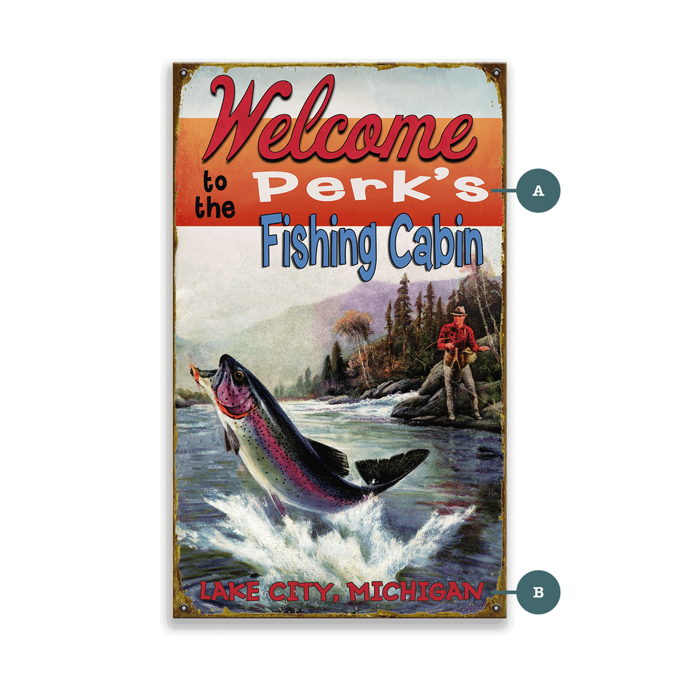 Welcome to the Fishing Cabin - Wood & Metal Wall Art