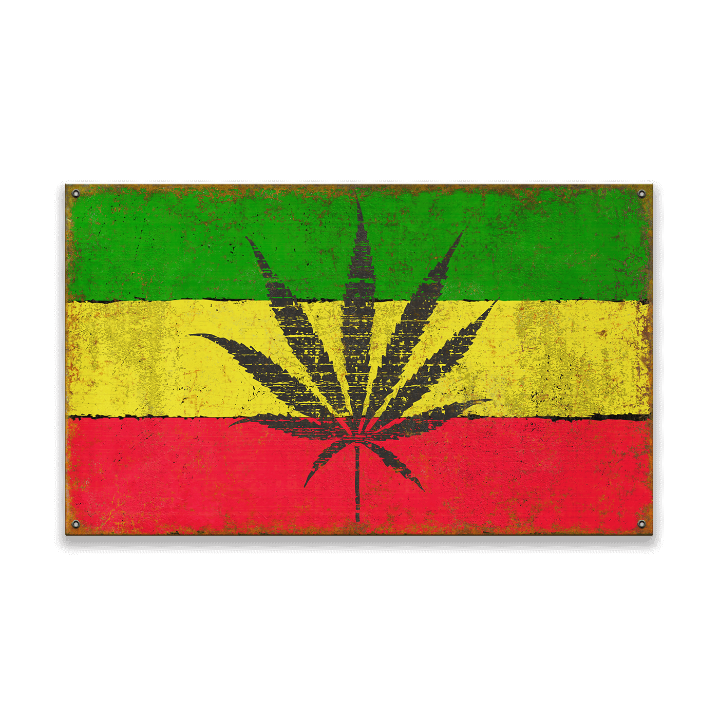 Marijuana Leaf Flag - Wood & Metal Wall Art