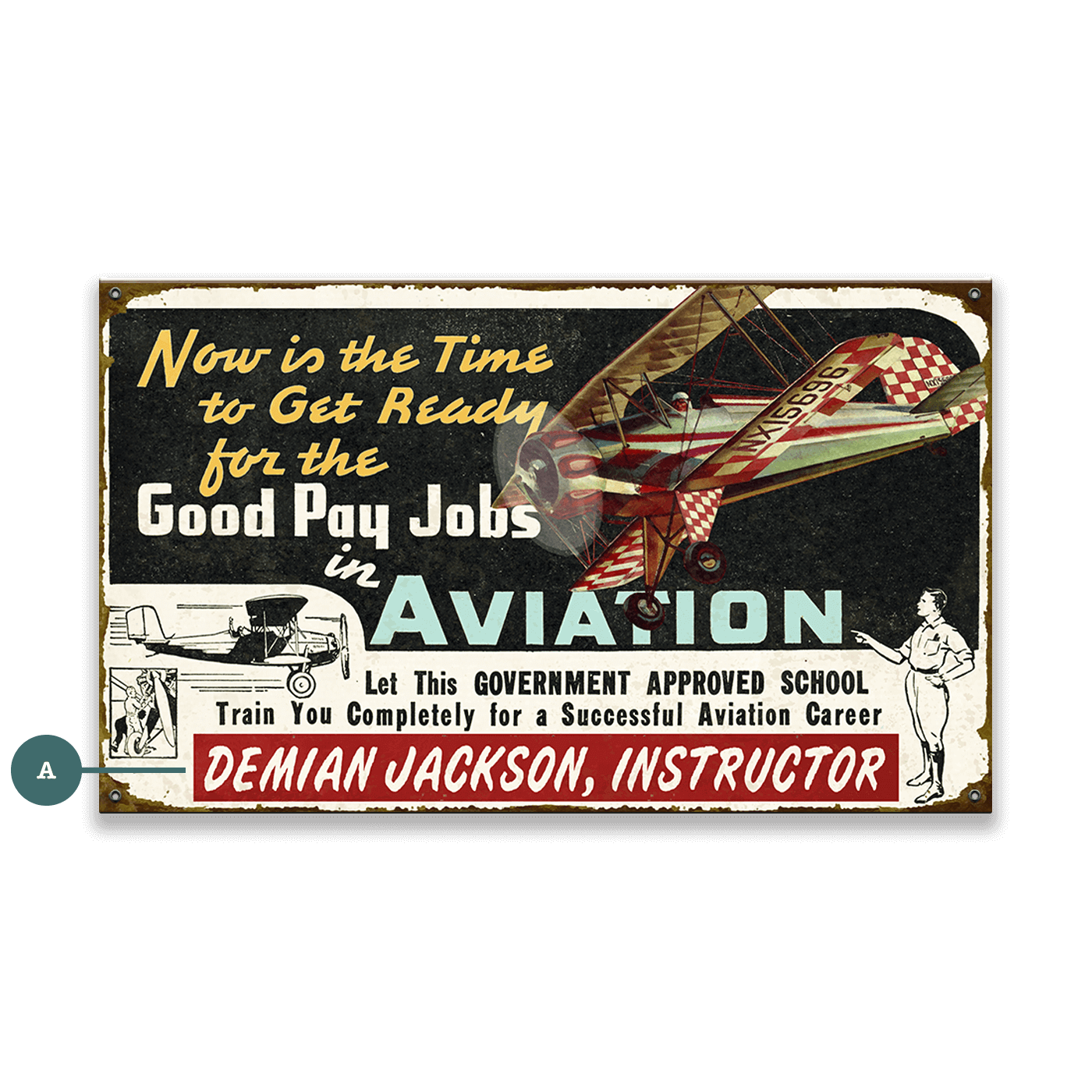 Aviation Instructor - Wood & Metal Wall Art
