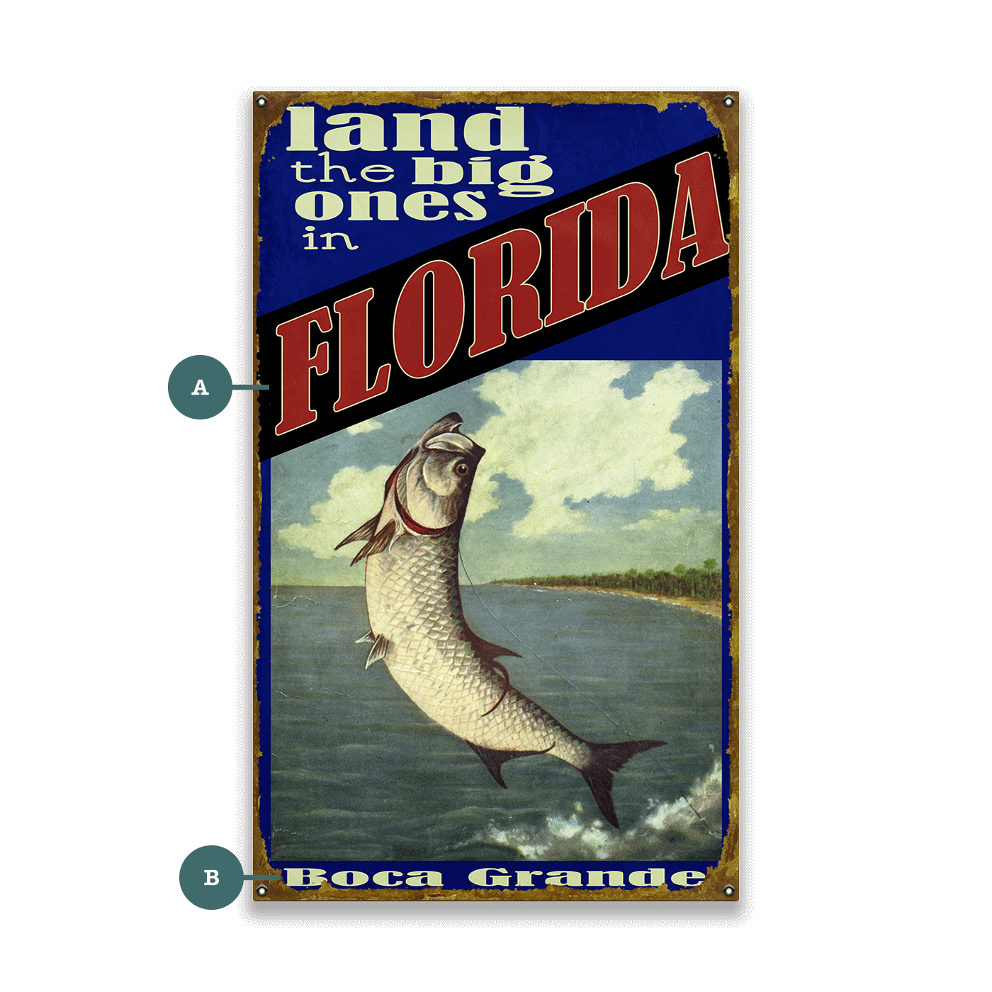 Land the Big Ones: Tarpon - Wood & Metal Wall Art