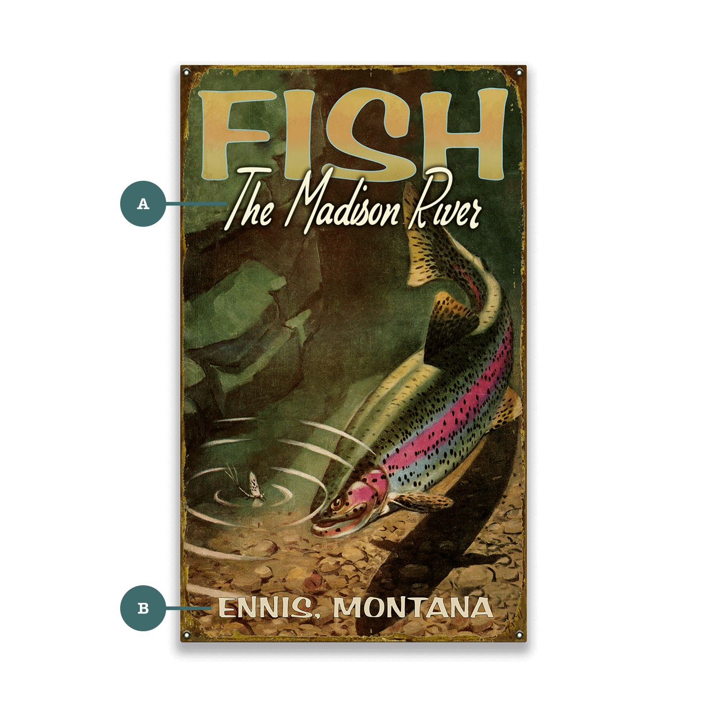 A Trout's Temptation - Wood & Metal Wall Art