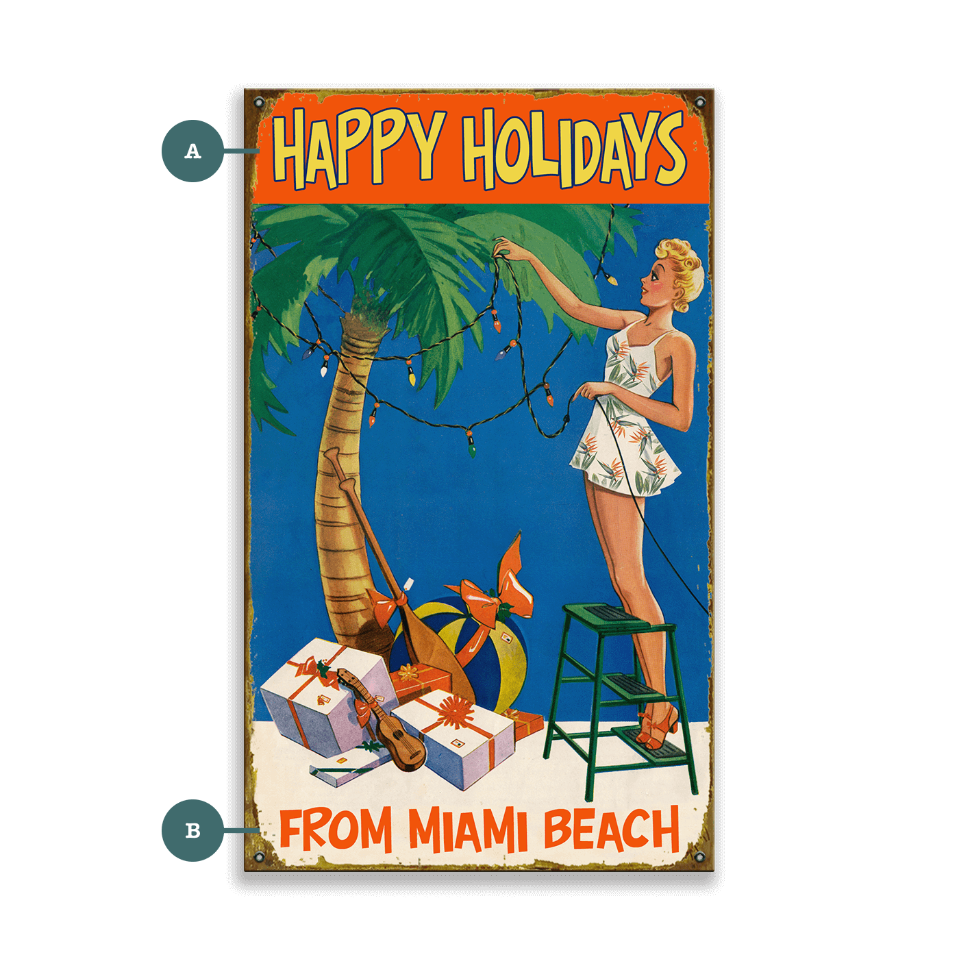 Happy Holidays Blonde - Wood & Metal Wall Art