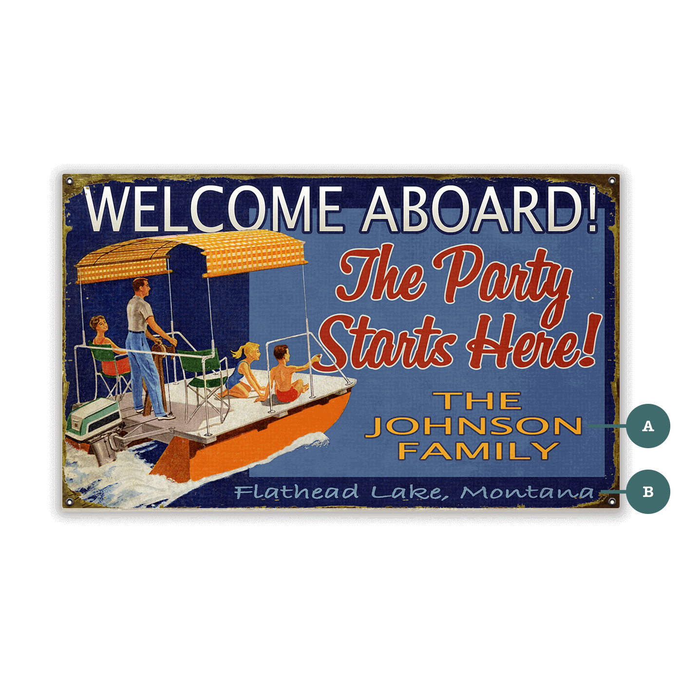 Welcome Aboard: Personalized - Wood & Metal Wall Art