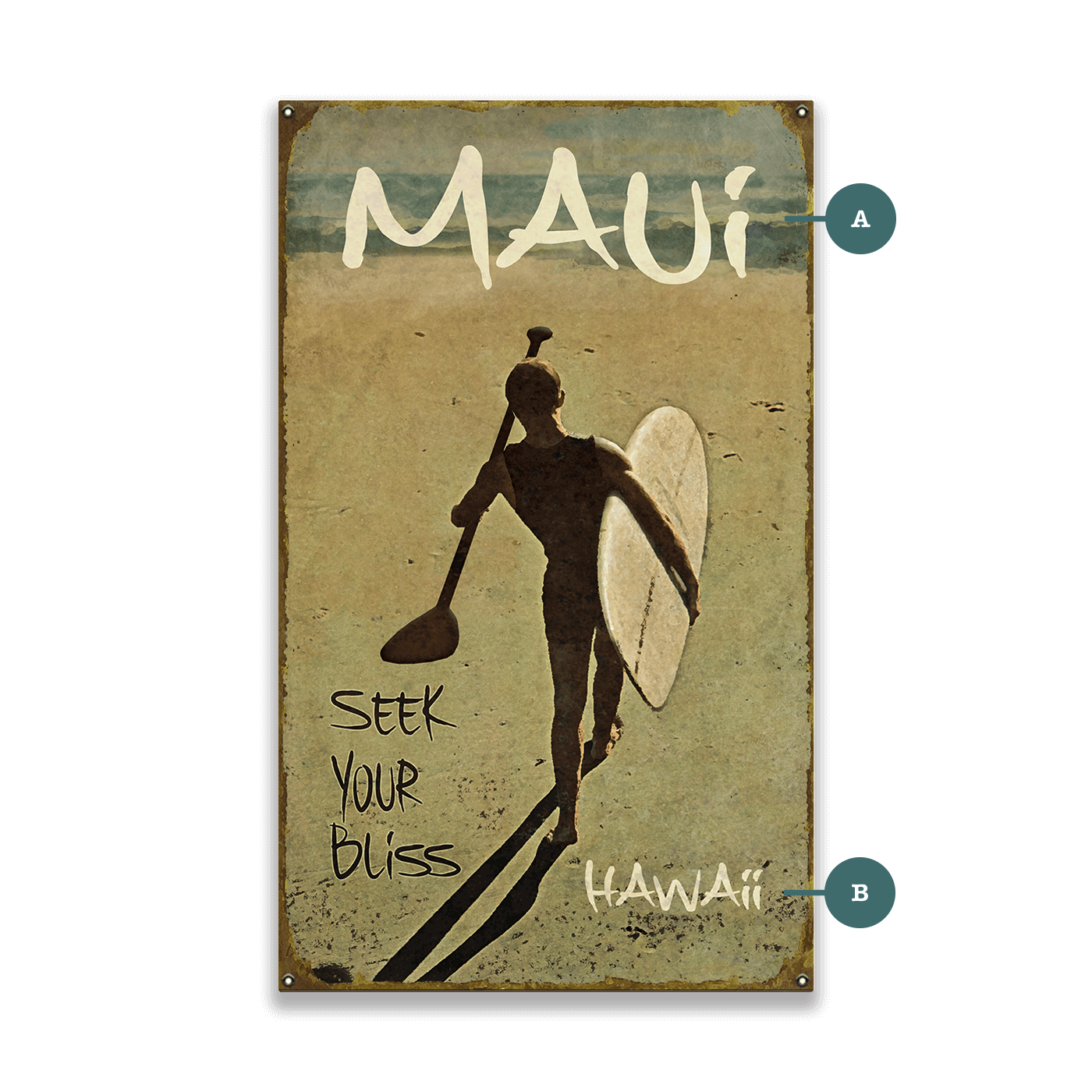 Seek Your Bliss Paddle-boarding - Wood & Metal Wall Art