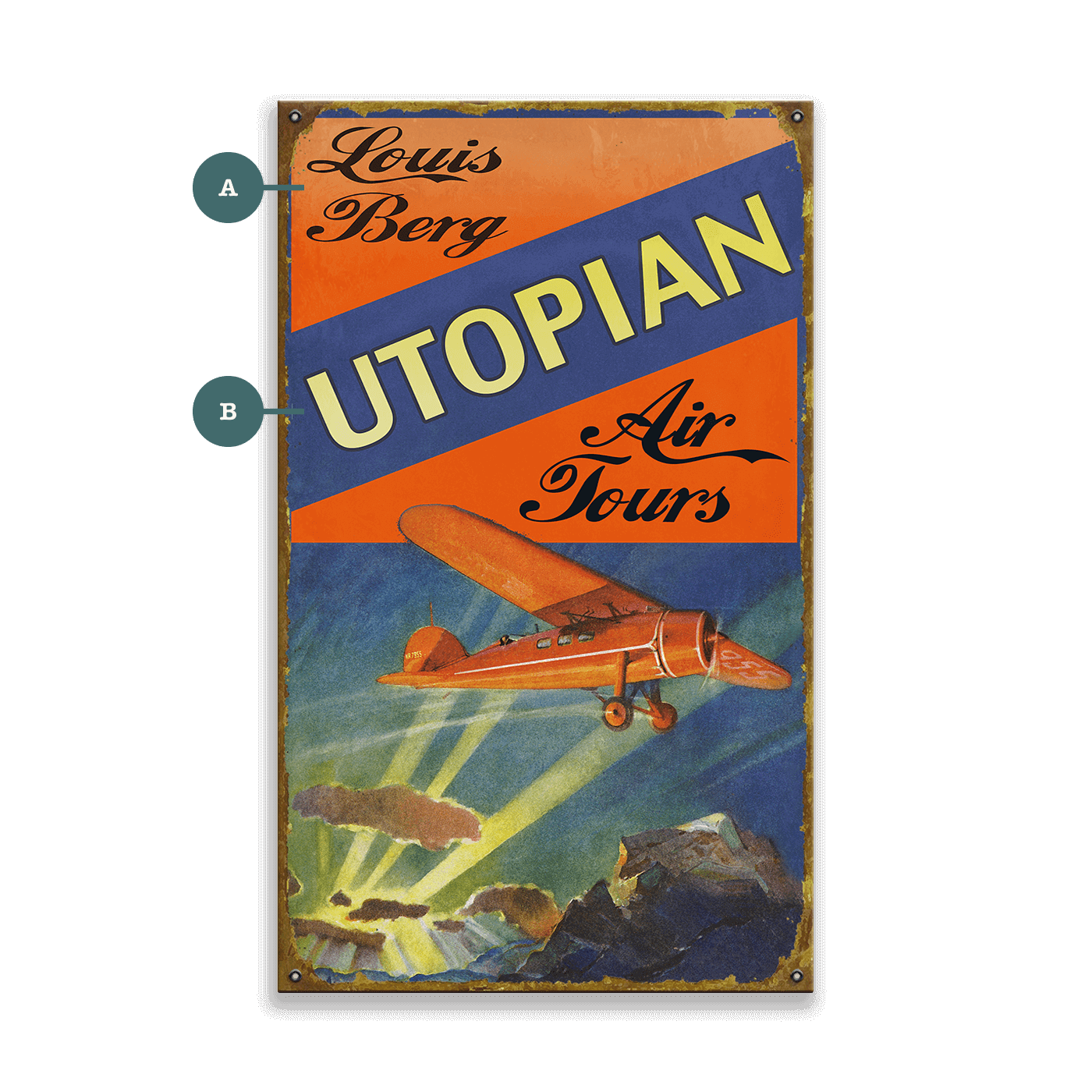 Utopian Air Tours - Wood & Metal Wall Art