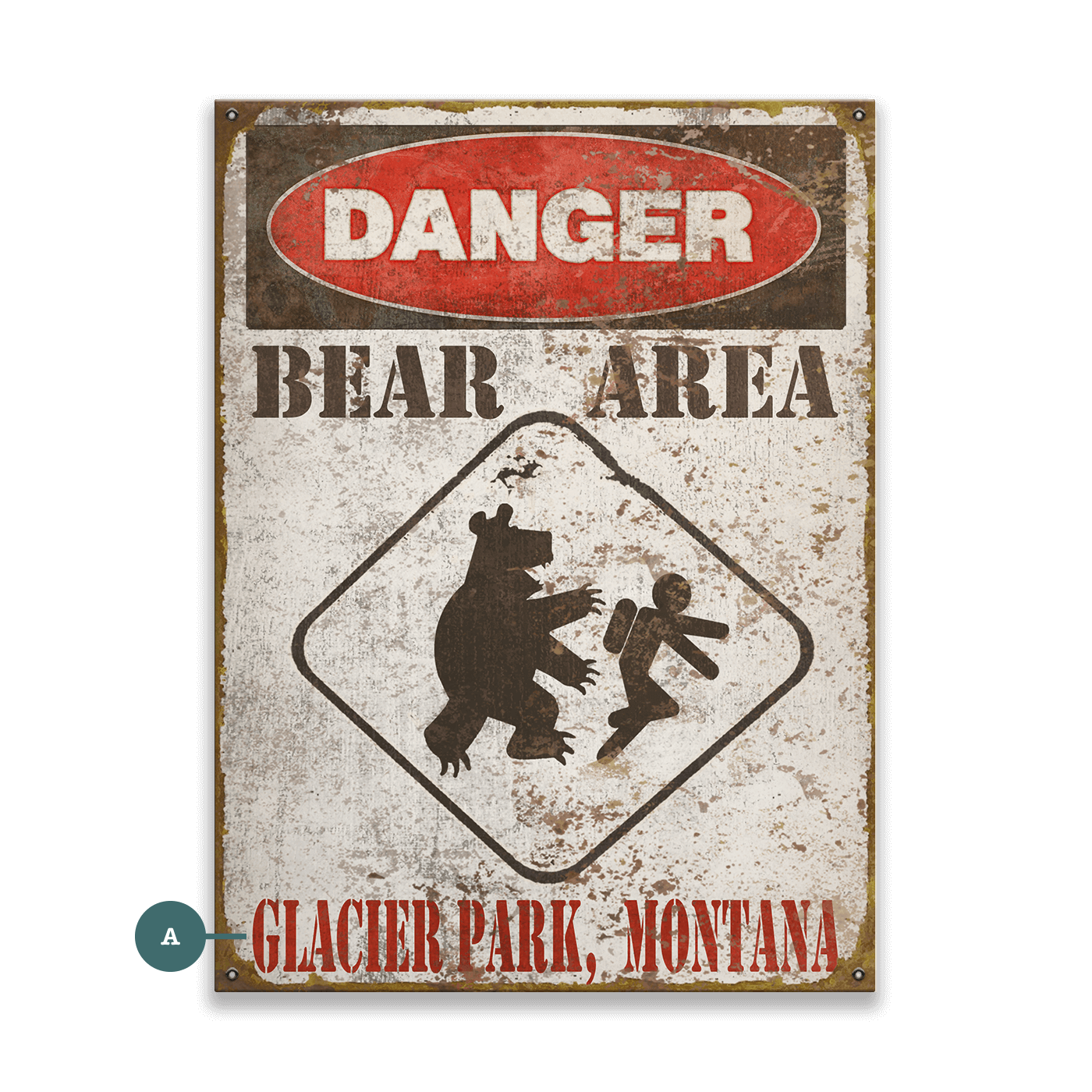 Bear Warning Sign - Wood & Metal Wall Art