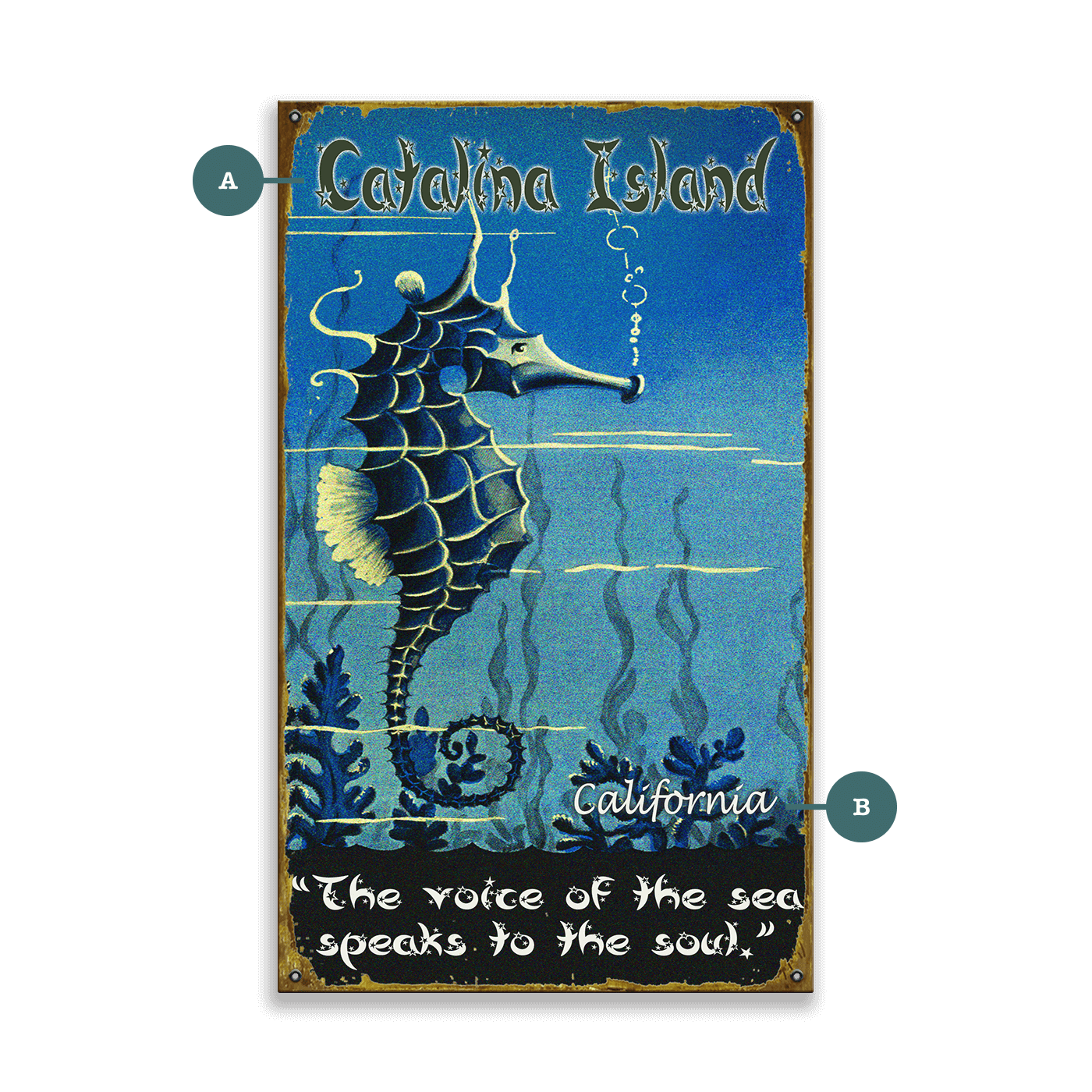 Seahorse Voice of the Sea: Personalized - Wood & Metal Wall Art