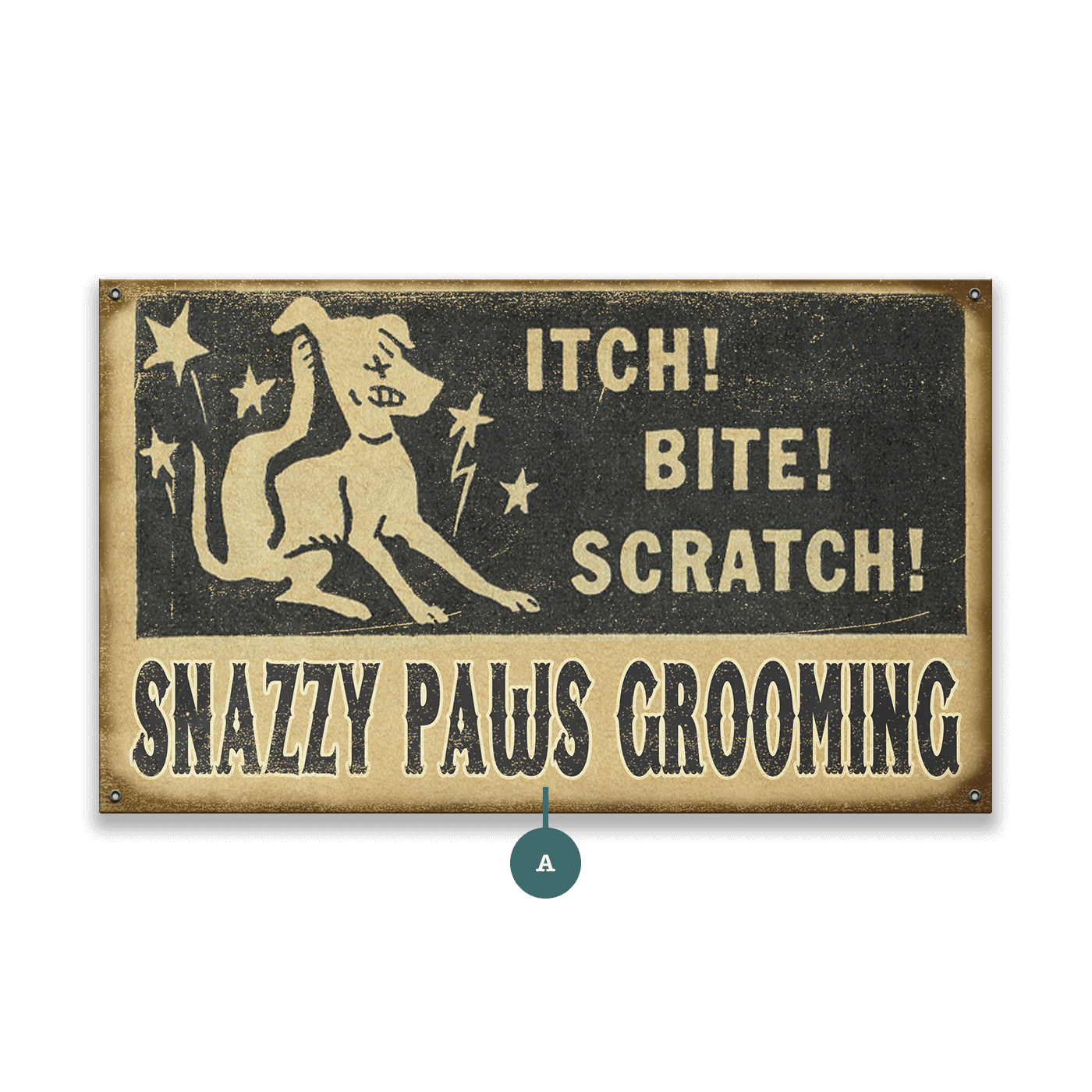 Itch Bite Scratch Grooming - Wood & Metal Wall Art