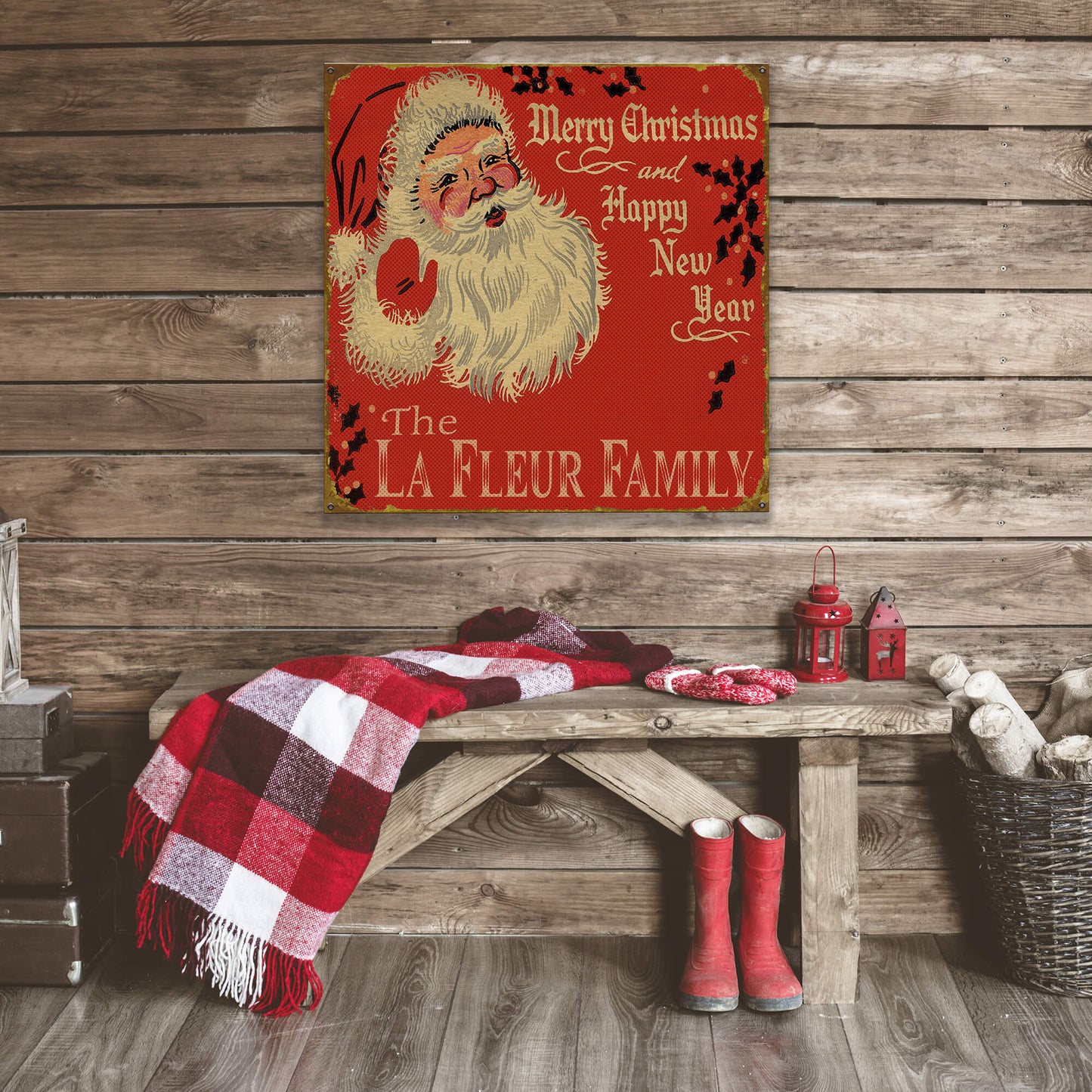 Matchbook Style Santa - Wood & Metal Wall Art