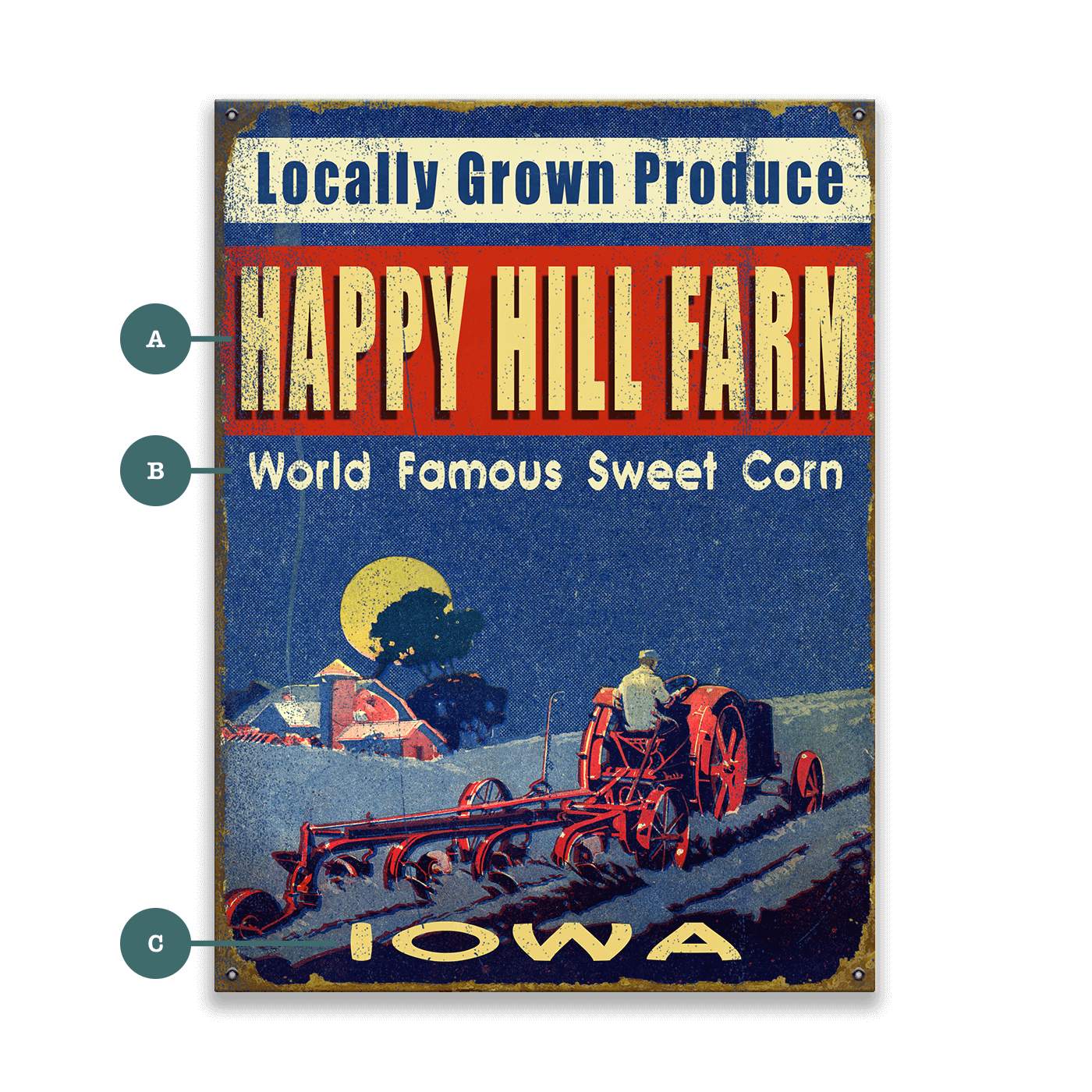 Locally Grown Produce - Wood & Metal Wall Art