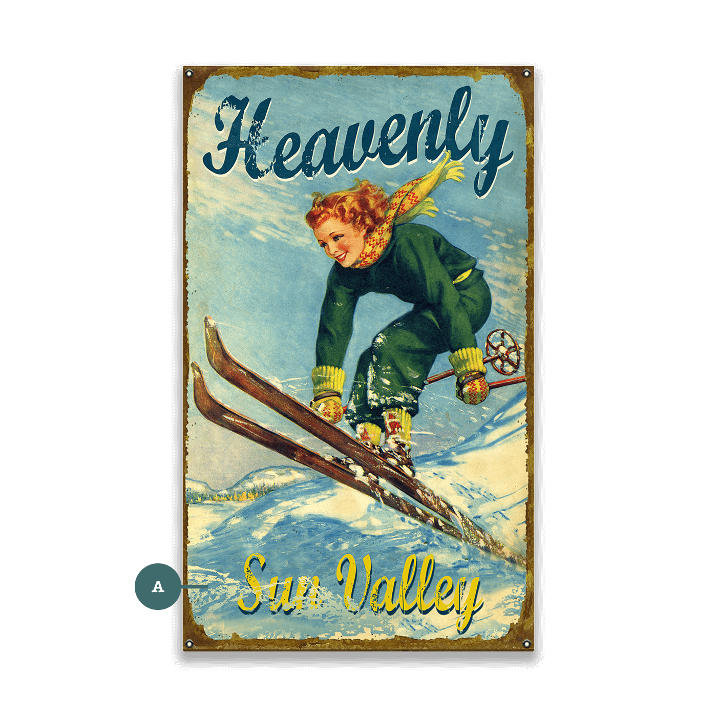 Heavenly Ski - Wood & Metal Wall Art