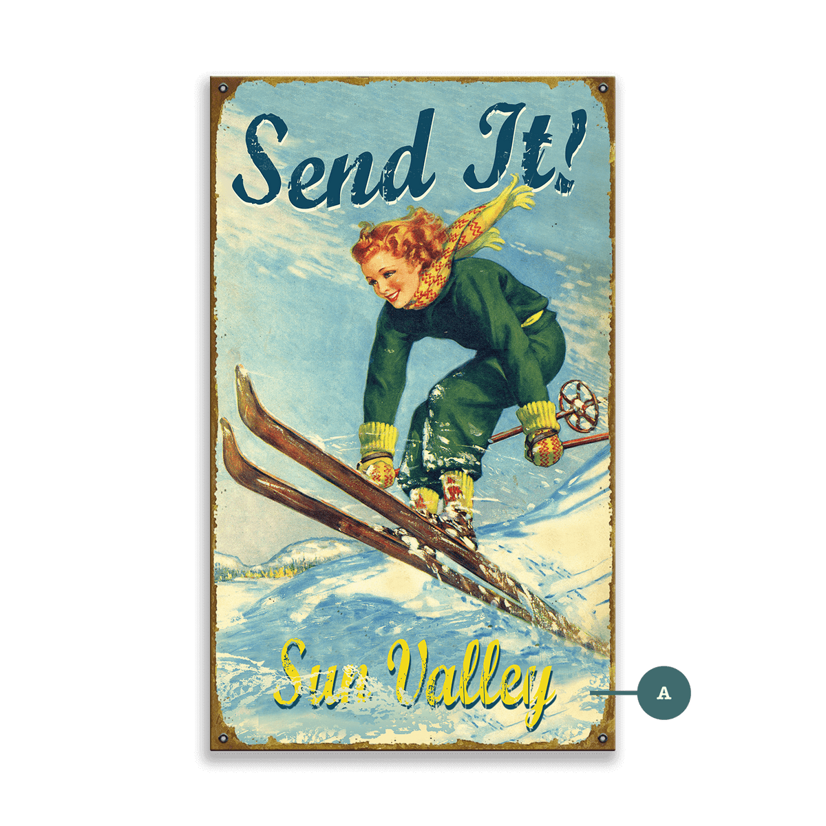 Send It Skier - Wood & Metal Wall Art