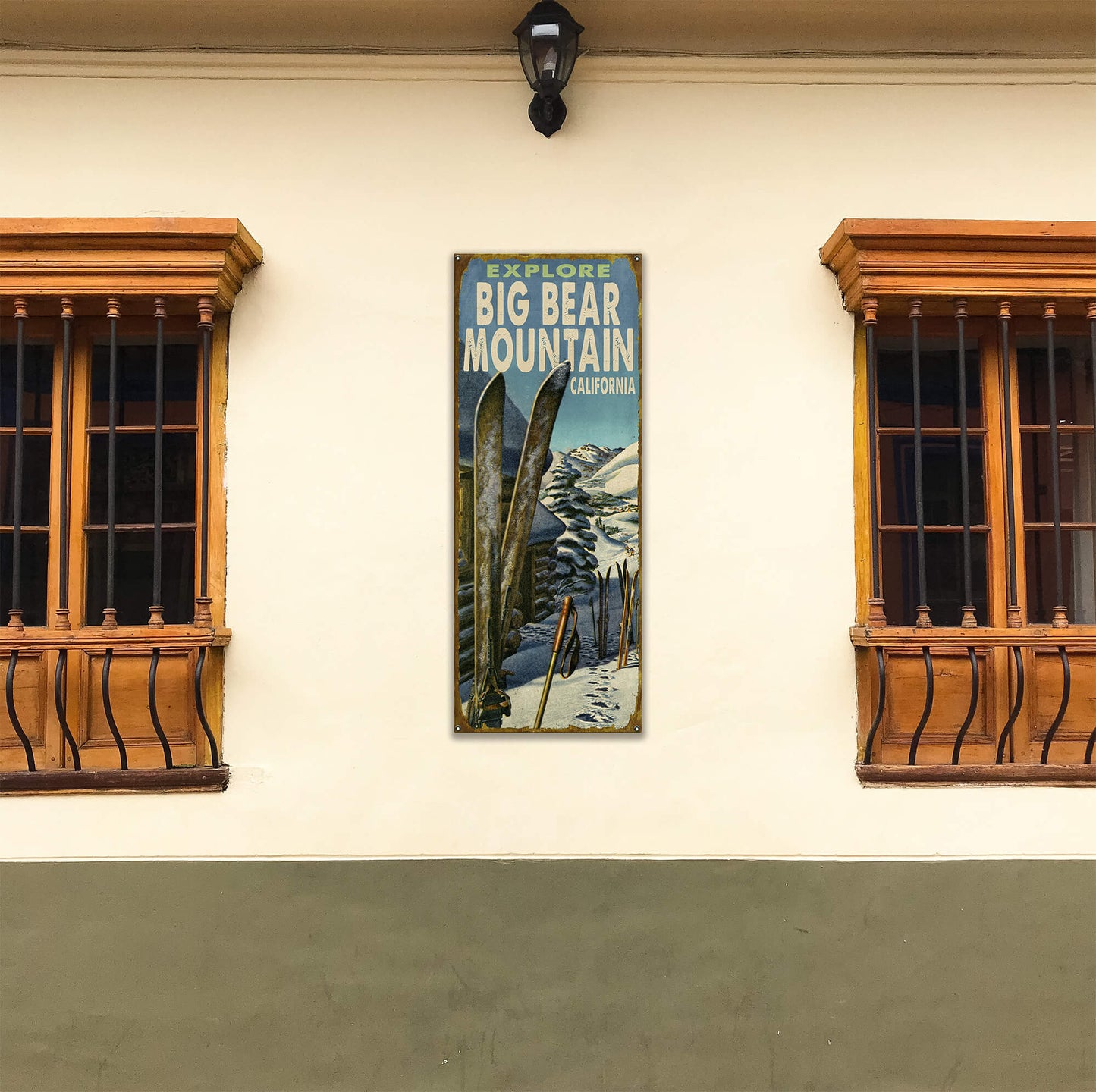 Explore Skis - Wood & Metal Wall Art