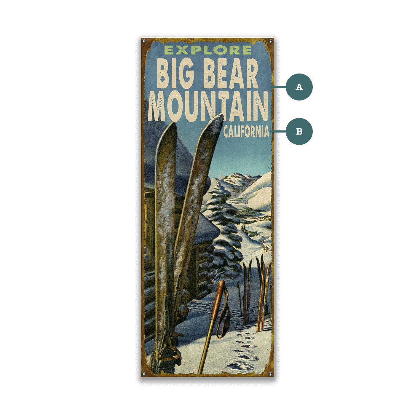 Explore Skis - Wood & Metal Wall Art