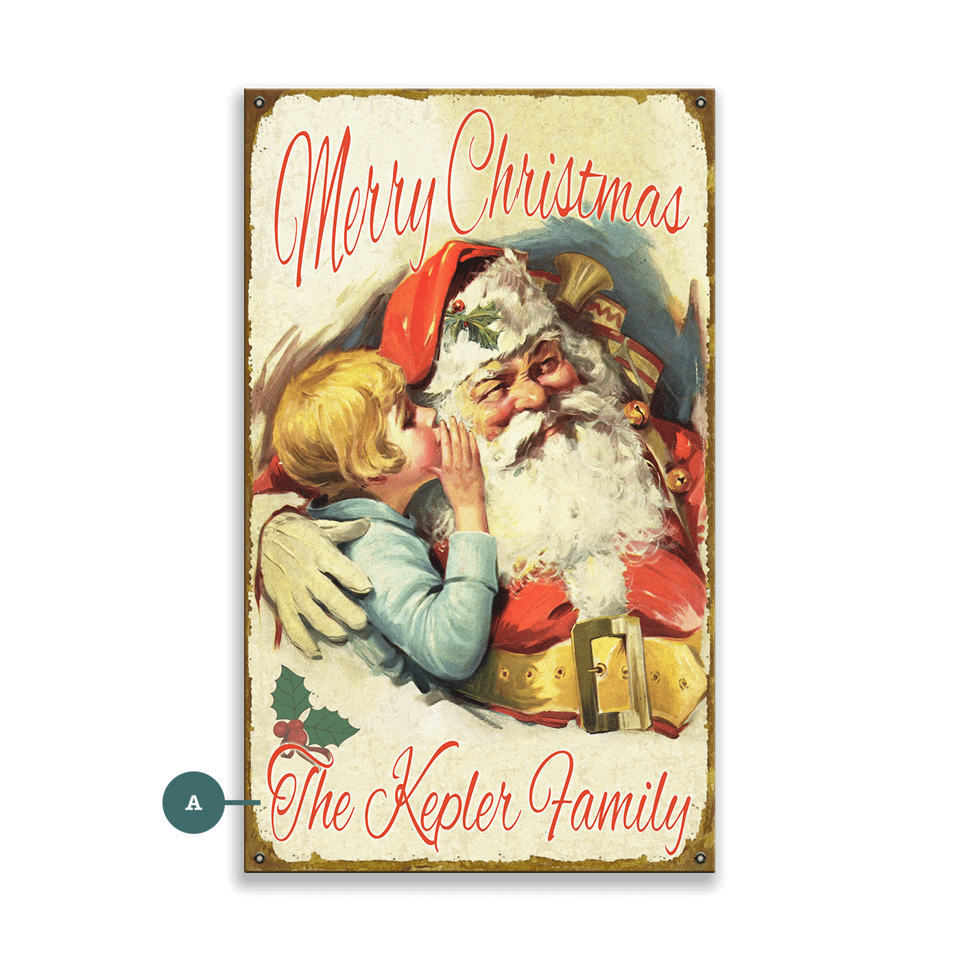 Santa and Whispering Child - Wood & Metal Wall Art