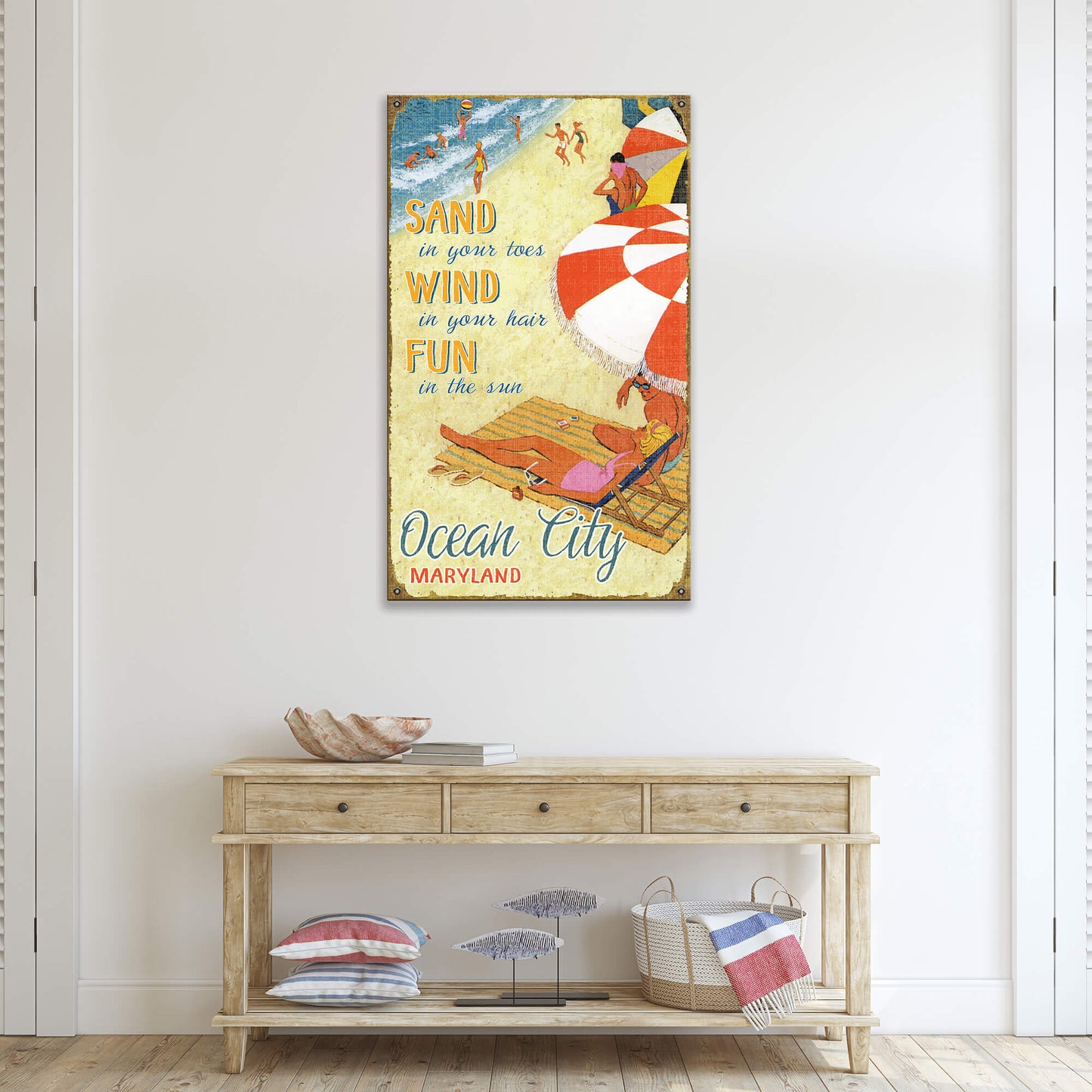 Beach Umbrella: Sand, Wind, and Fun - Wood & Metal Wall Art