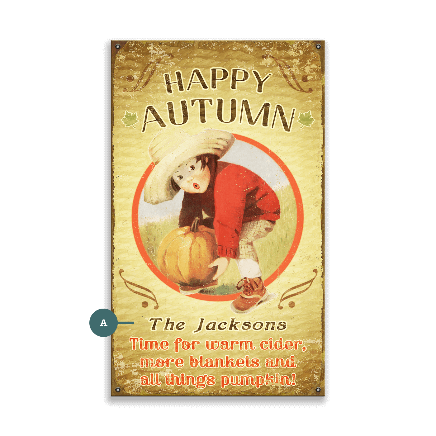 Happy Autumn Pumpkin Picking - Wood & Metal Wall Art