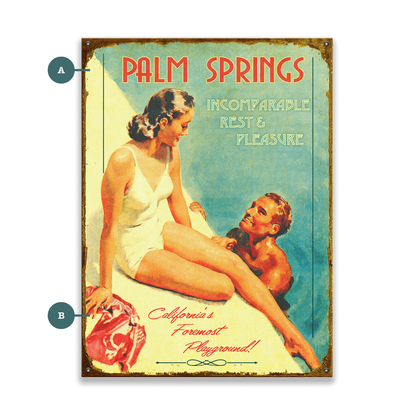 Palm Springs Rest and Pleasure - Wood & Metal Wall Art