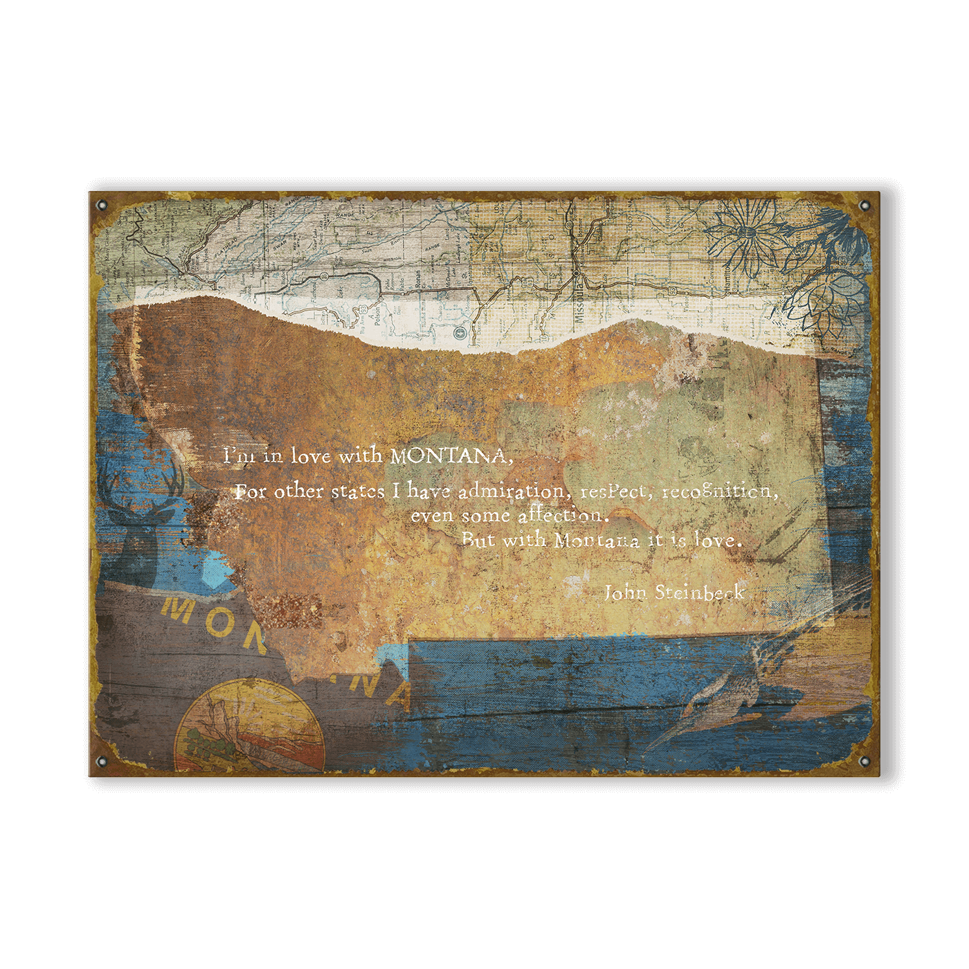 Sentimental States: Montana - Wood & Metal Wall Art