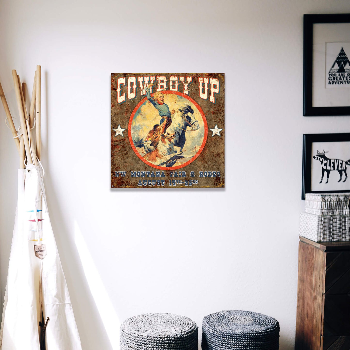 Cowboy Up - Wood & Metal Wall Art