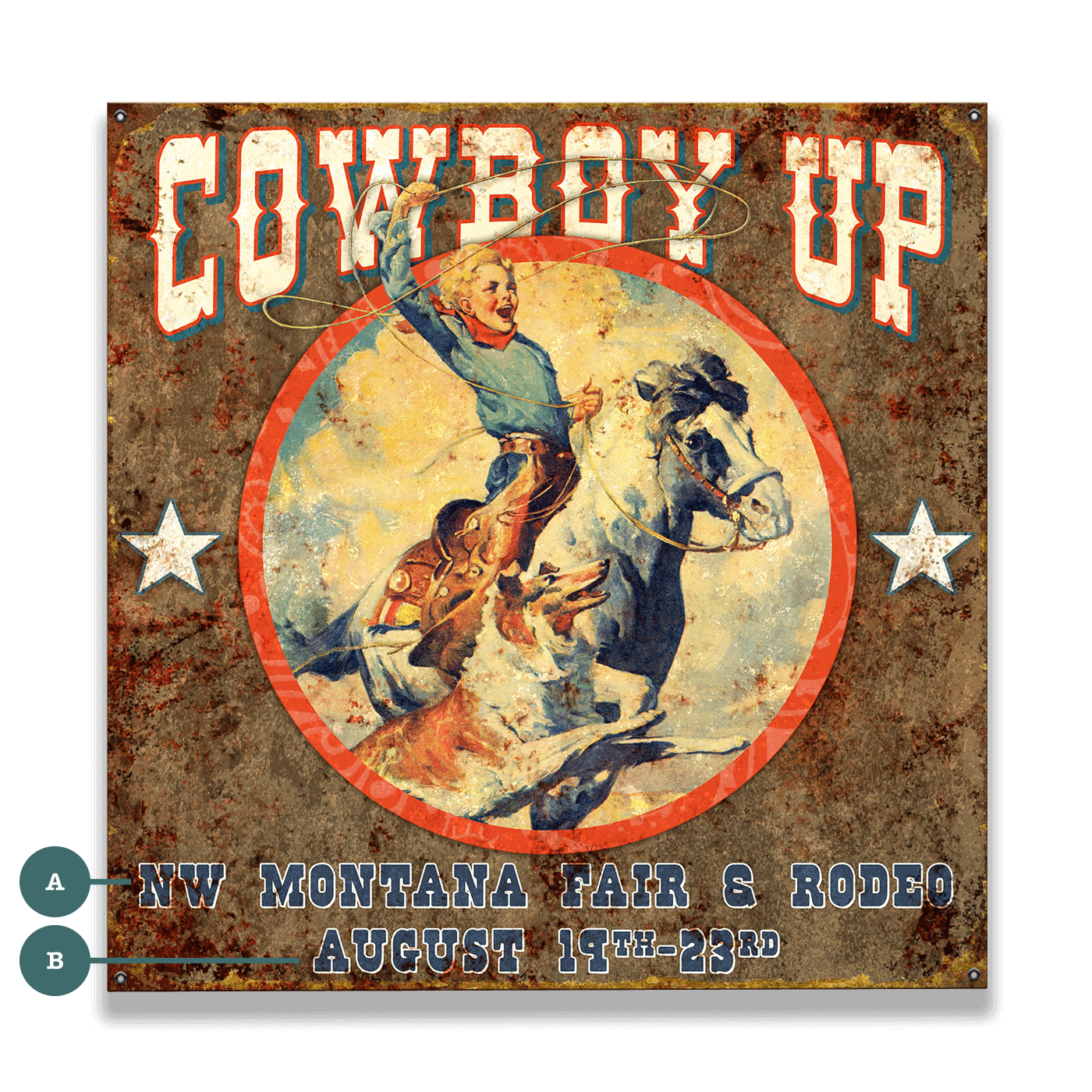 Cowboy Up - Wood & Metal Wall Art