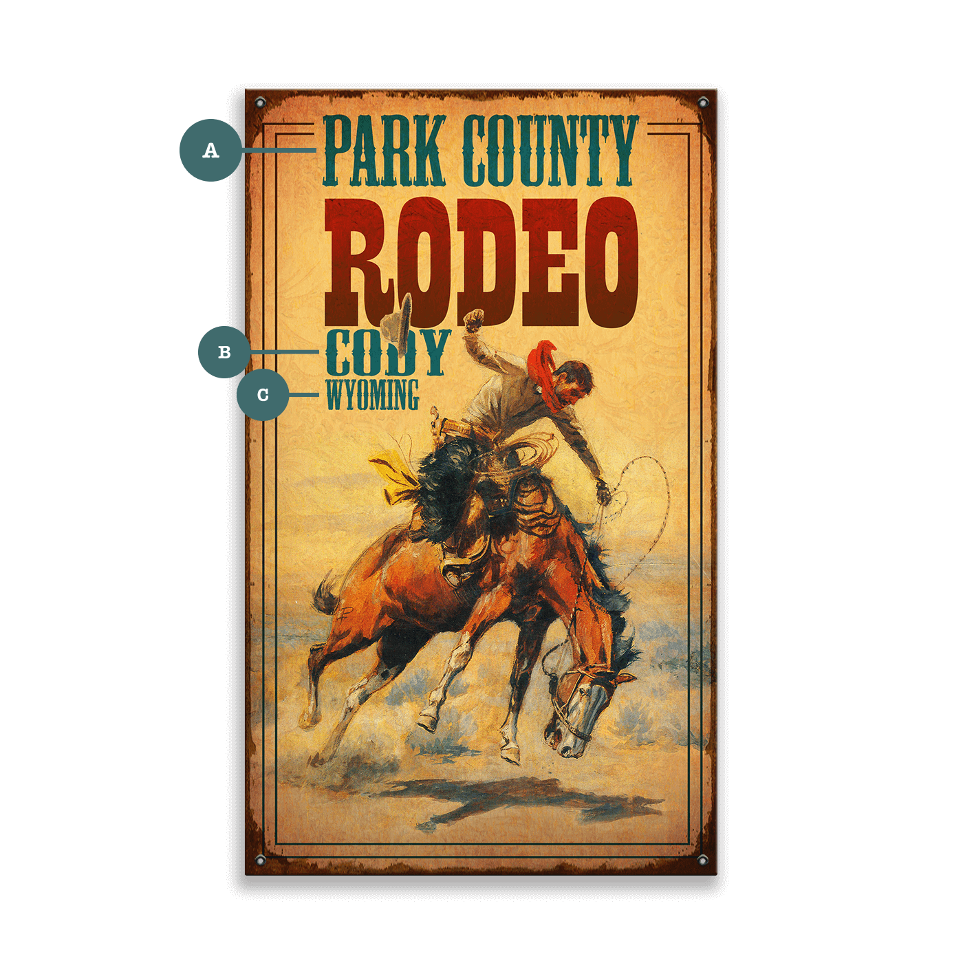 Rodeo Bronc Rider - Wood & Metal Wall Art