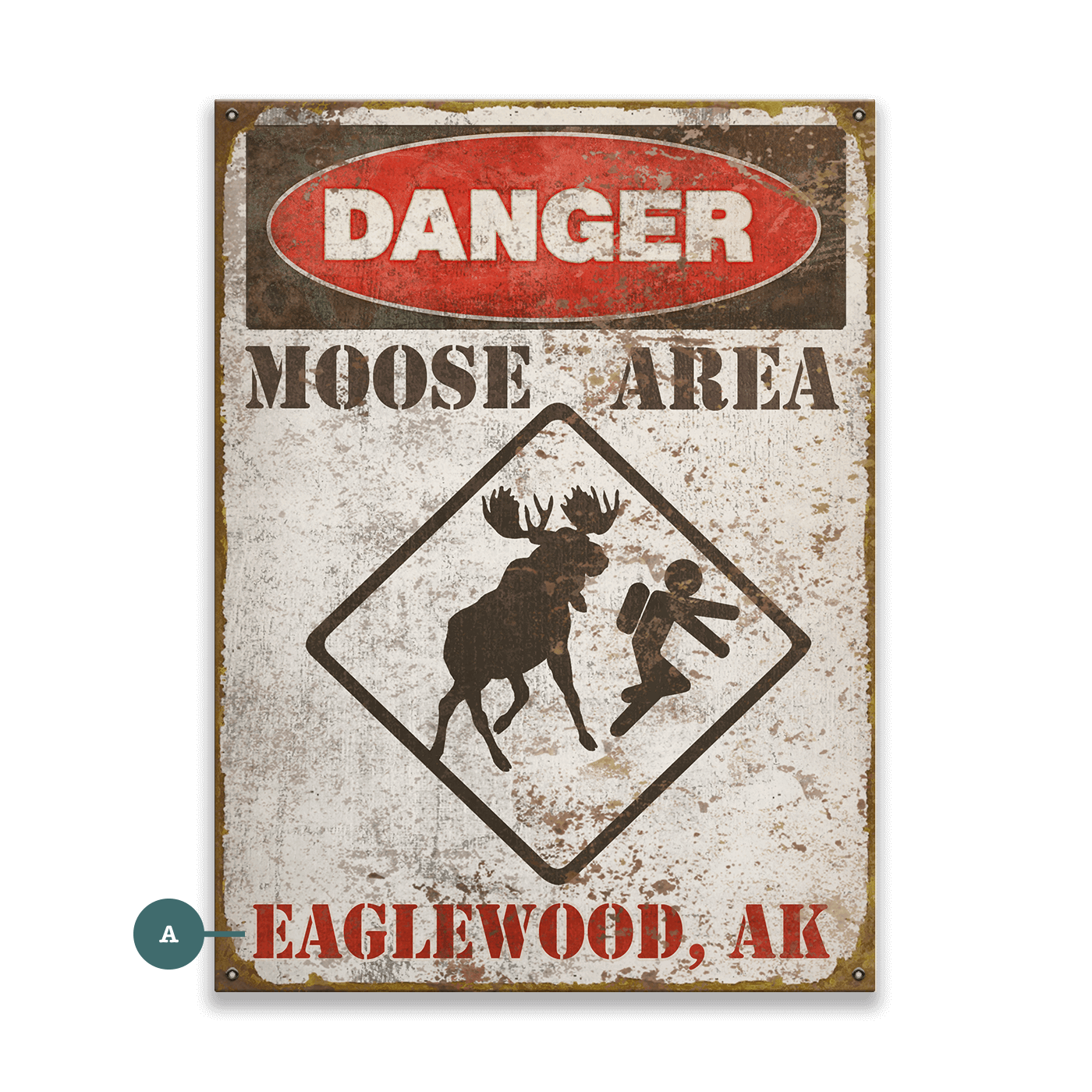 Moose Warning Sign - Wood & Metal Wall Art