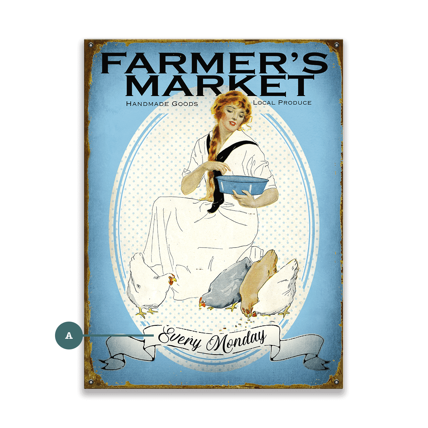 Maiden and Hens Farmer's Market - Wood & Metal Wall Art