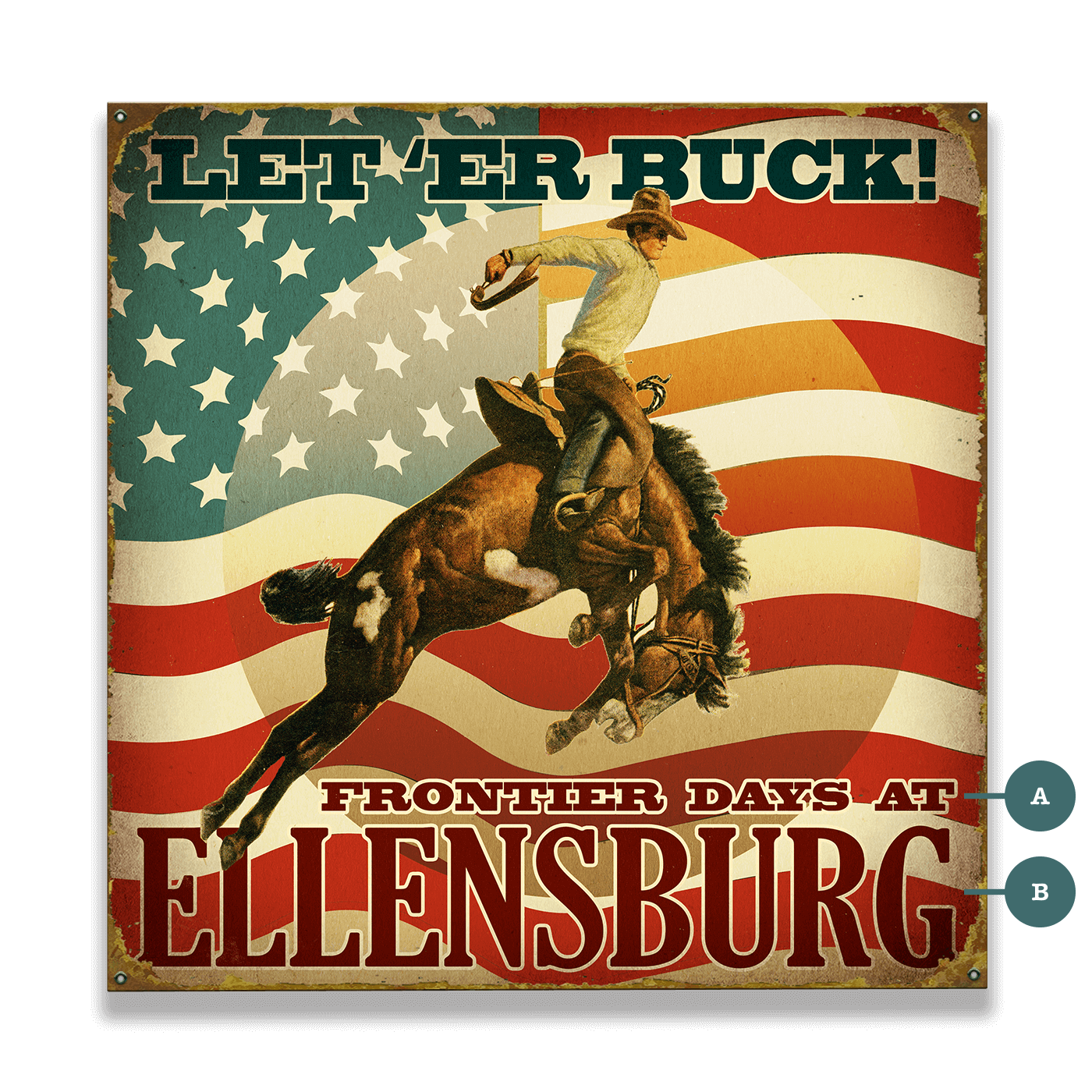 Let 'Er Buck - Wood & Metal Wall Art
