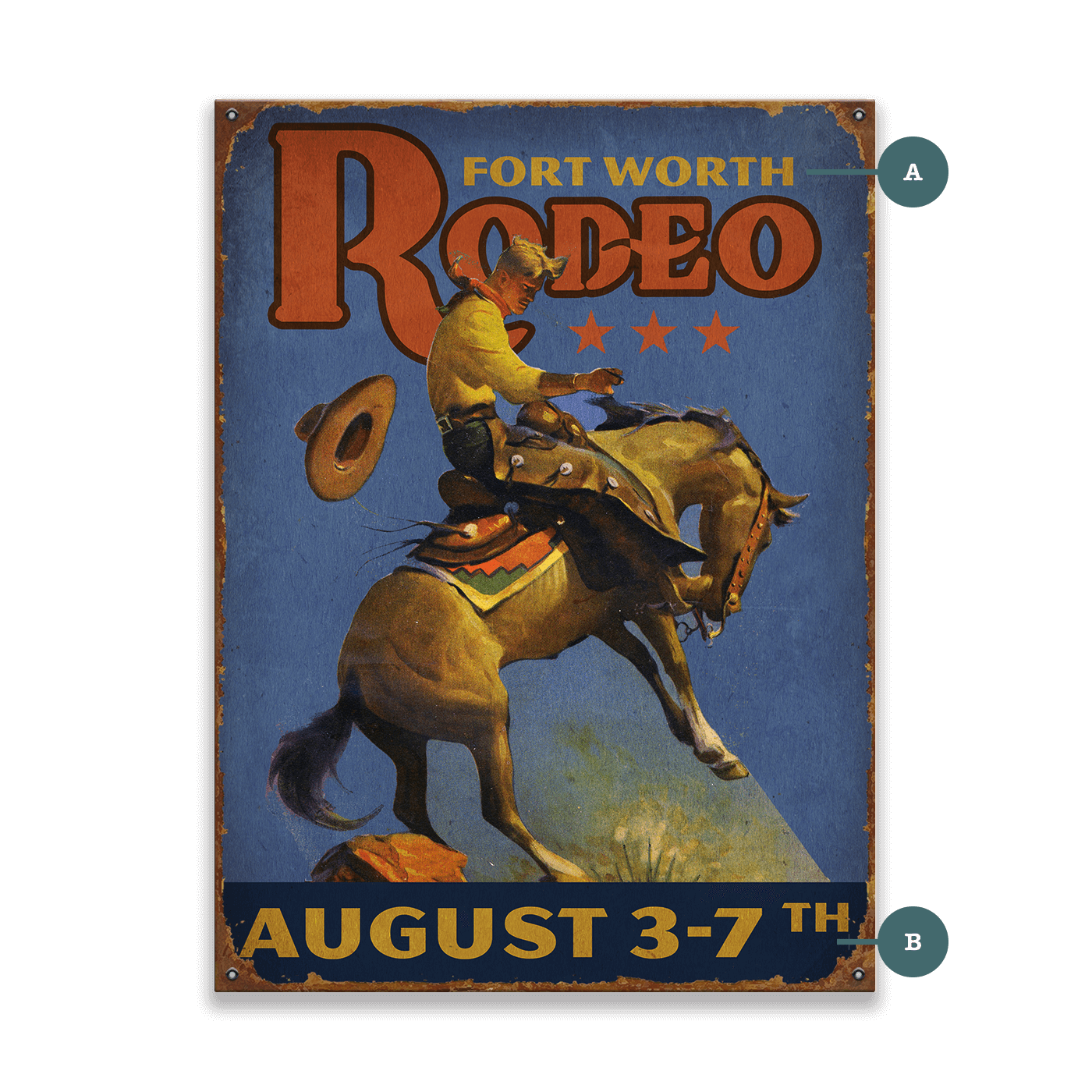 Bronco Rodeo - Wood & Metal Wall Art