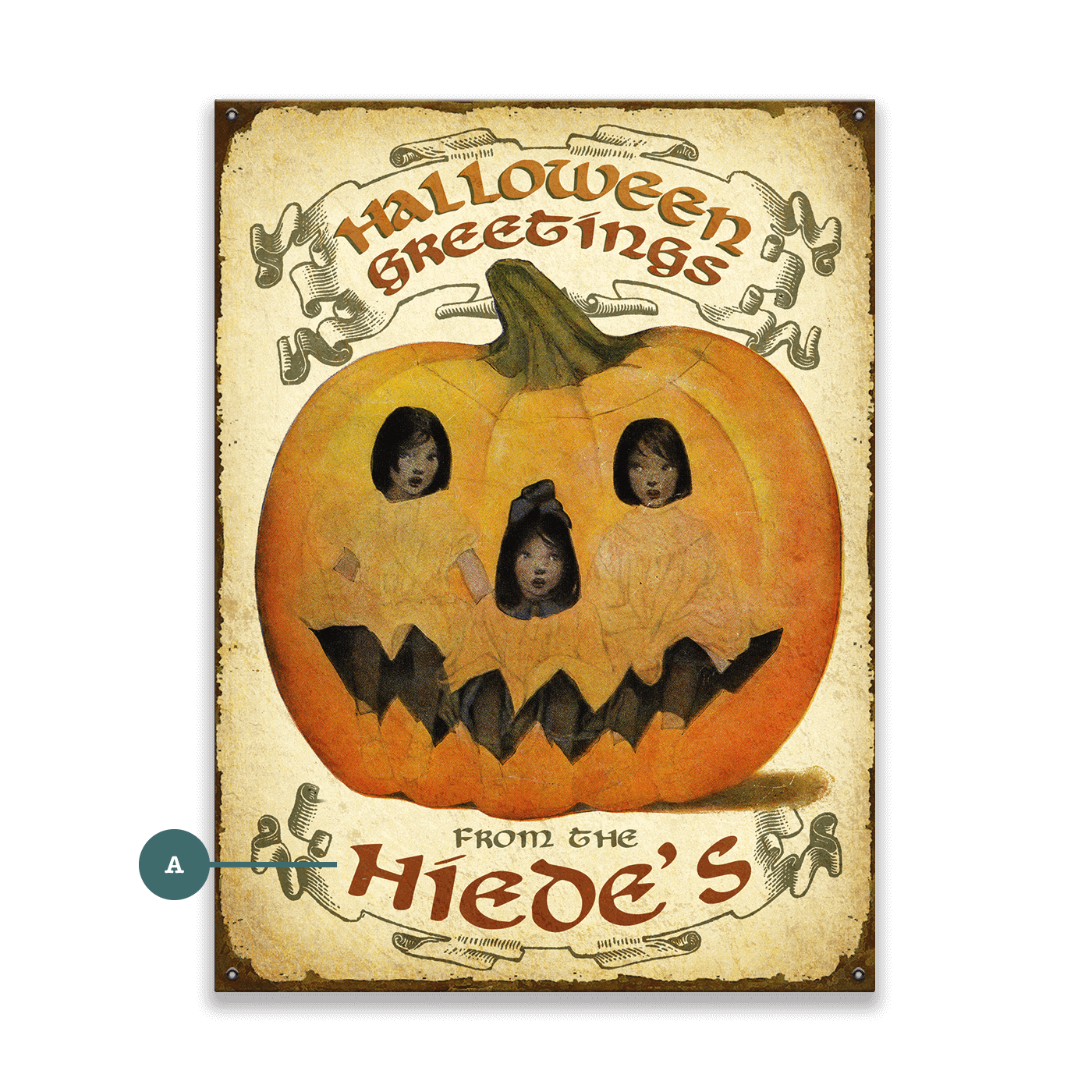 Halloween Greetings Jack-o-Lantern - Wood & Metal Wall Art