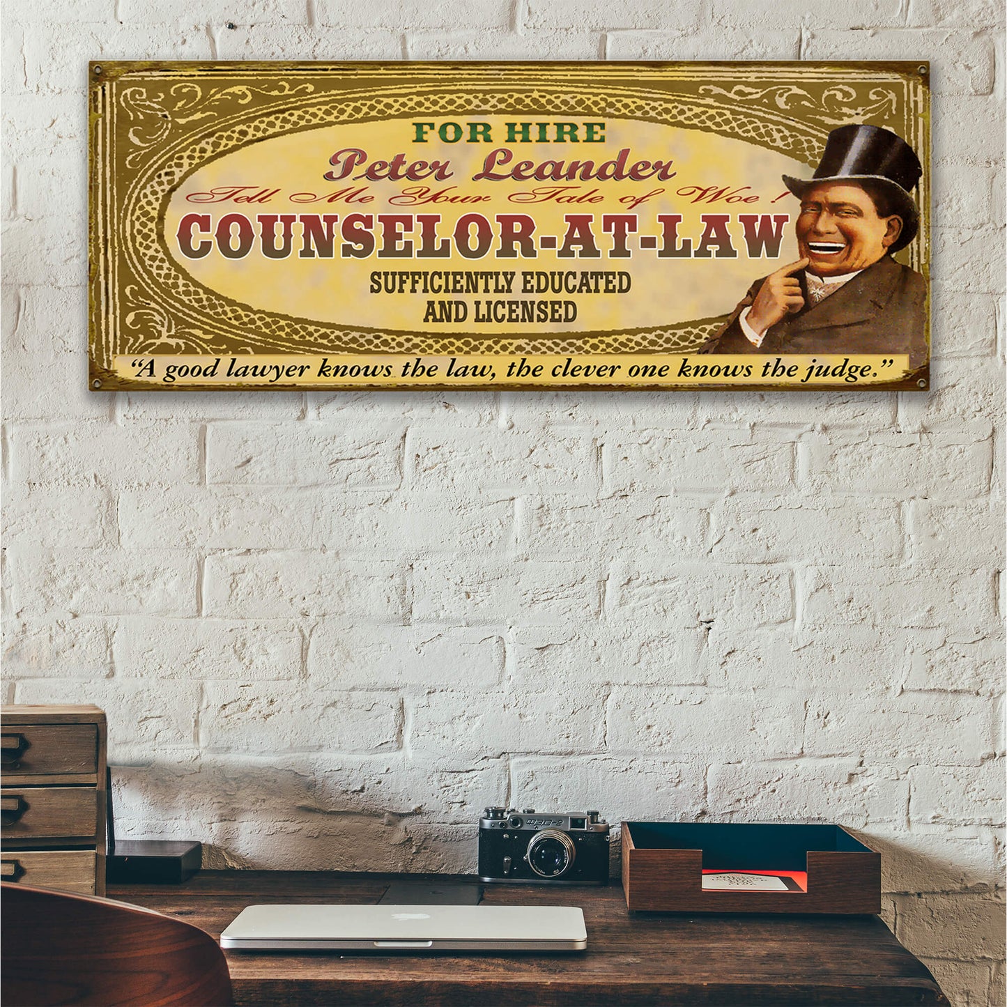 Legal Office - Counselor-at-Law: Male (Personalized) - Wood & Metal Wall Art