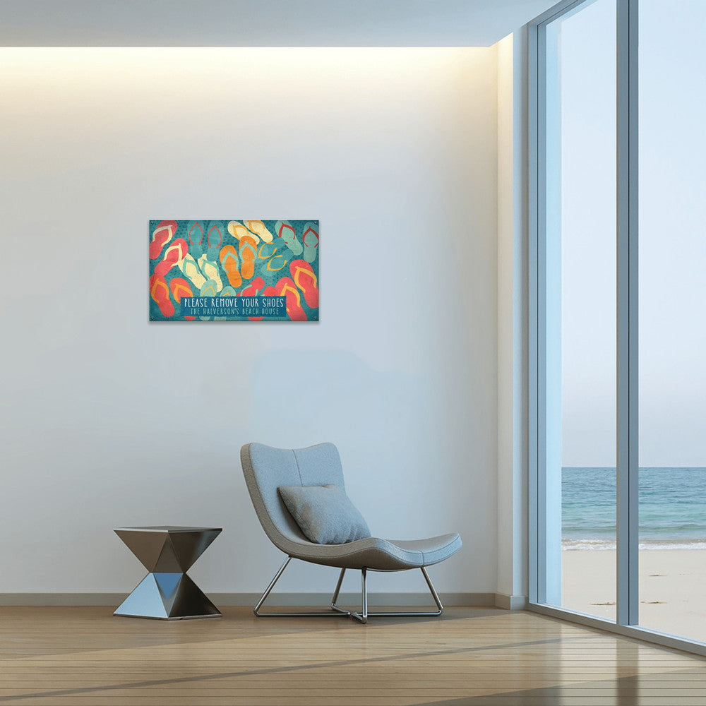 Please Remove Your Flip Flops: Personalized - Wood & Metal Wall Art